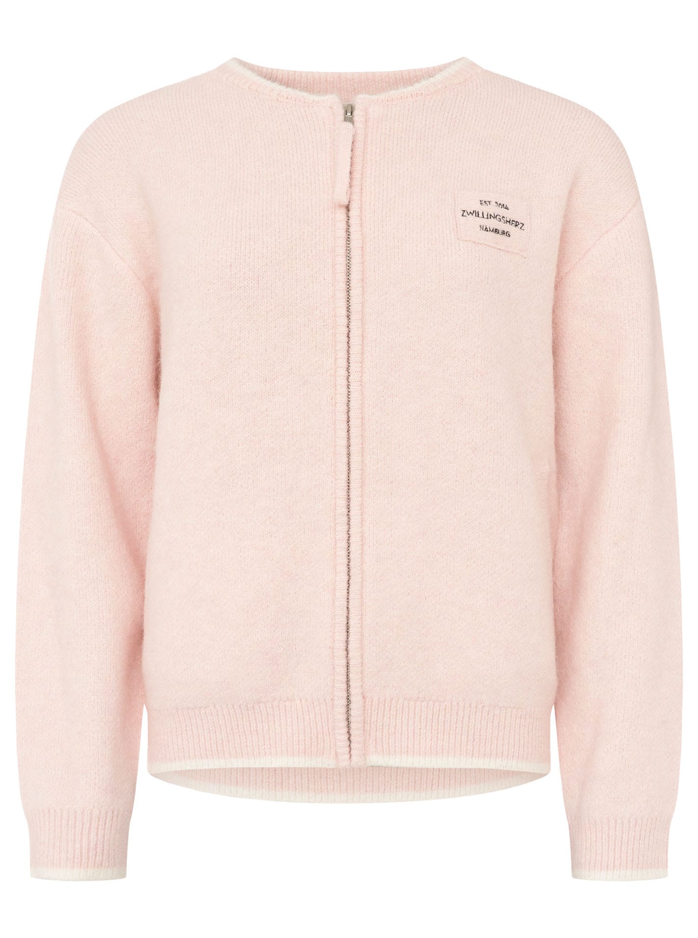 Zwillingsherz Strickjacke »"ZH"« mit Reissverschluss, Eingriffstaschen, Logopatch, farbige Kanten