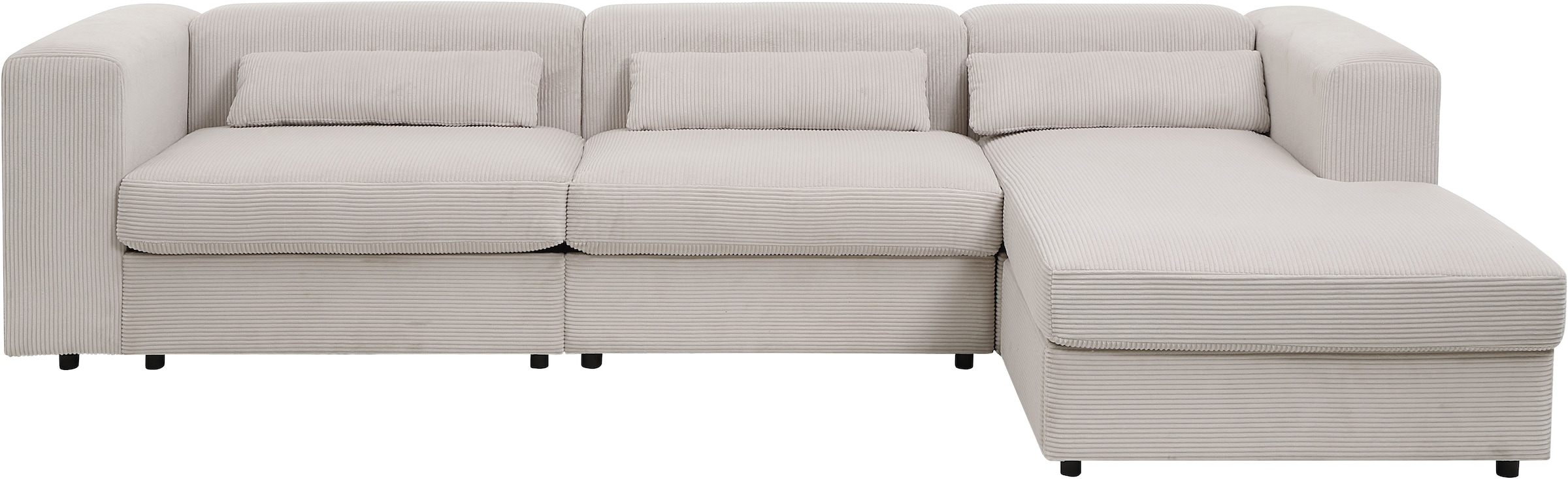 ATLANTIC home collection Ecksofa »Uno, L-Form, Breite: 307cm« beidseitig montierbarem Longchair,mit Taschenfederkern, in Cord