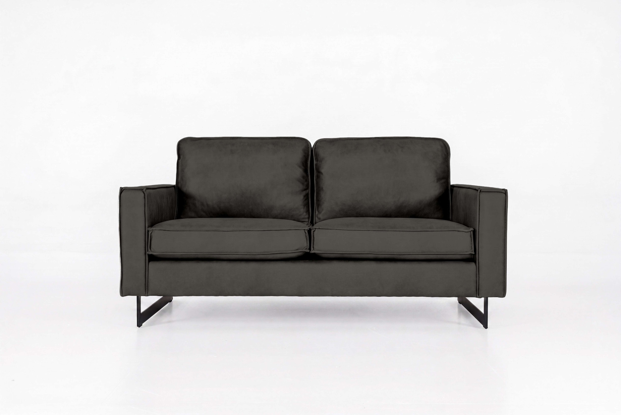 GOODproduct 2-places »Pinto, 166 cm, Cord, Chenille, Lederoptik« avec jonc, pieds métalliques noirs, suspension à ressorts ondulés