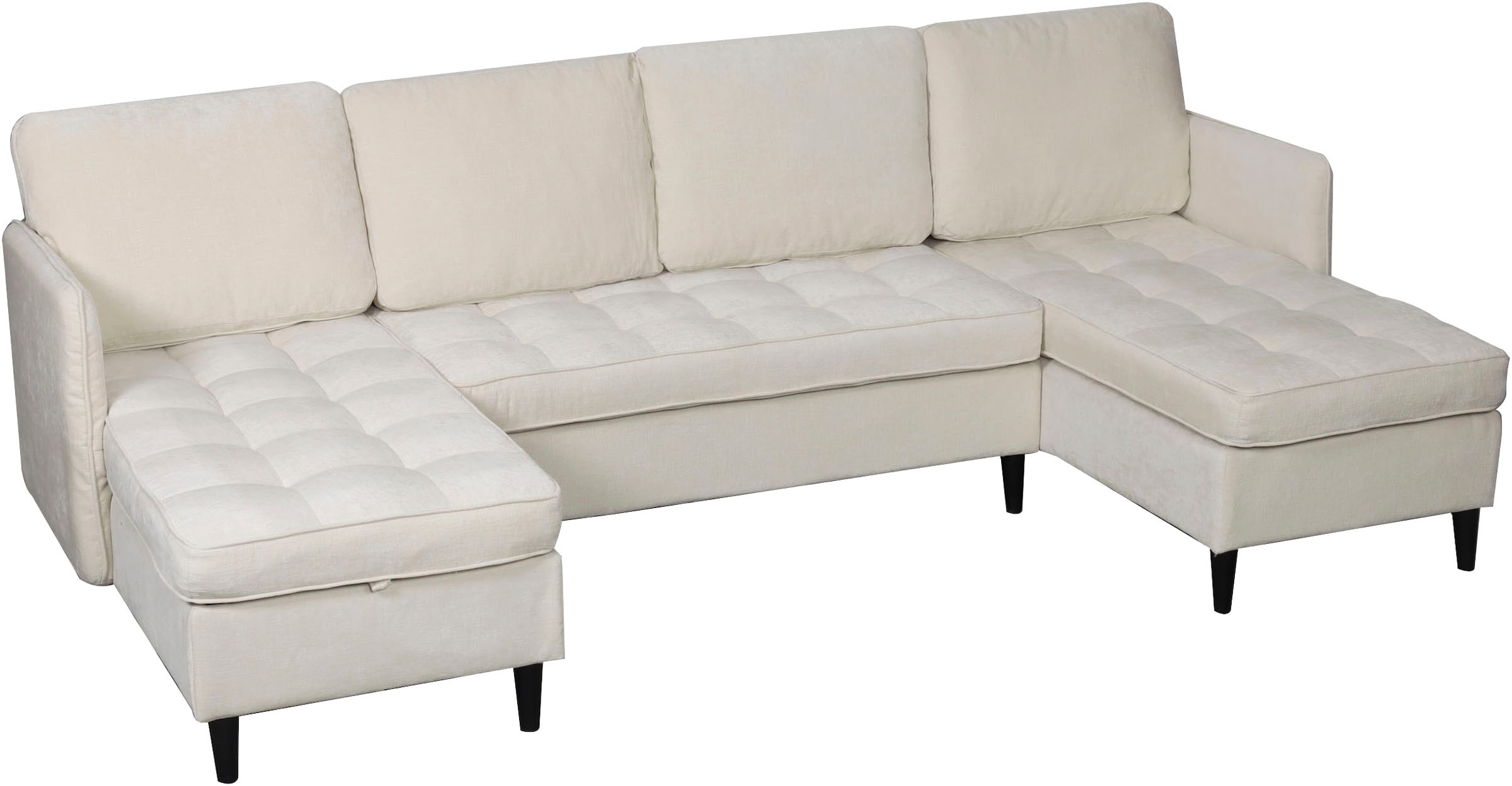 Dorel Home Paysage de salon »LINDHUS, U-Form, Breite 250 cm, verschiedene Stellvarianten, Modulsofa« Recamiere, Stauraum, Cord und Chenille-Bezug