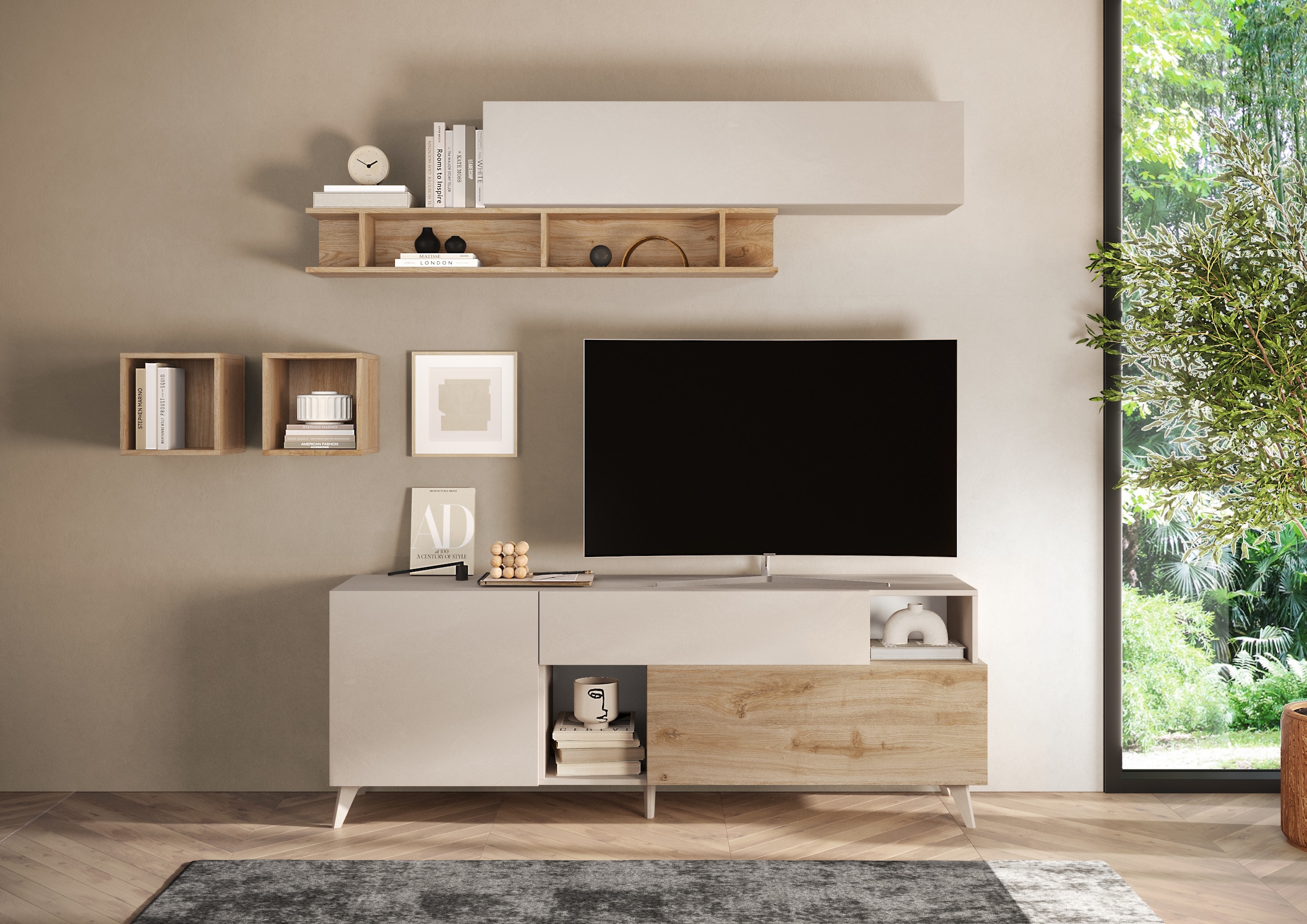 Home affaire Table basse »Monaco in Breite 181 cm, TV-Schrank mit Tür, Klappe und Schubkasten« Mediaboard – sanftes Schliessen, edles Design, Platz für alles