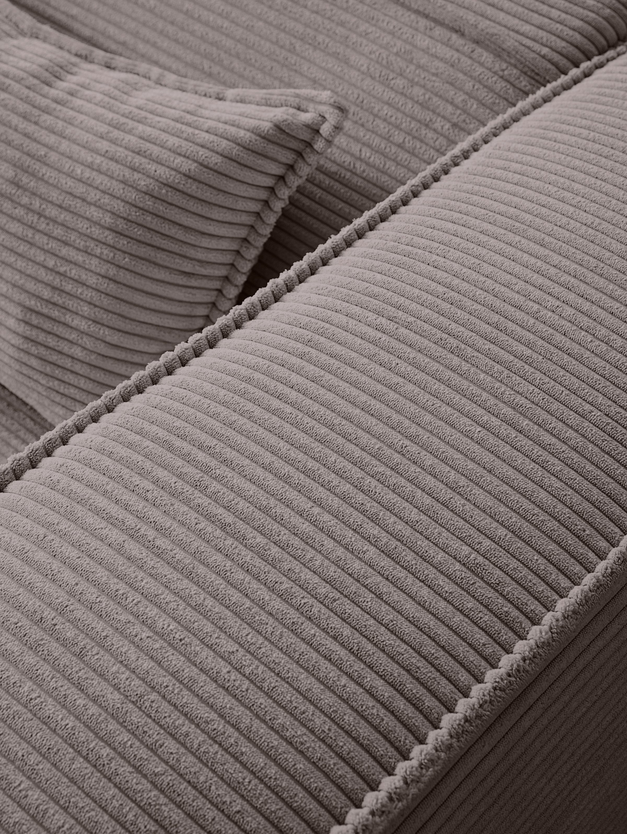LeGer Home by Lena Gercke Canapé d'angle »PIARA mit Kedernaht, Cord, Leinenoptik o. Strukturstoff, Couch, L-Form« ottomane à droite/gauche au choix, pieds noirs, confort d'assise agréable