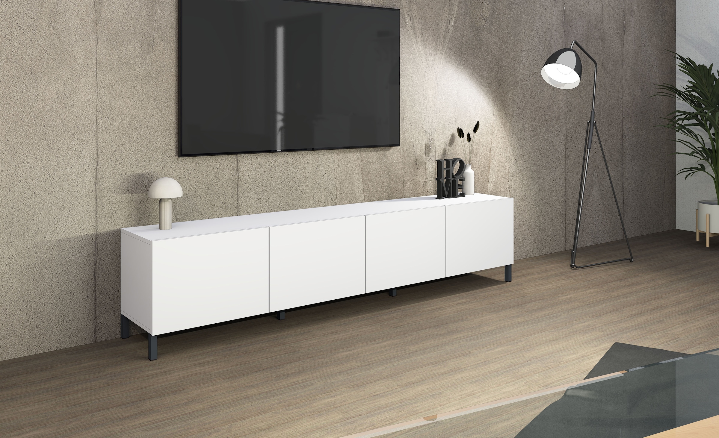 borchardt Möbel Lowboard Metallfüsse, grifflose Optik