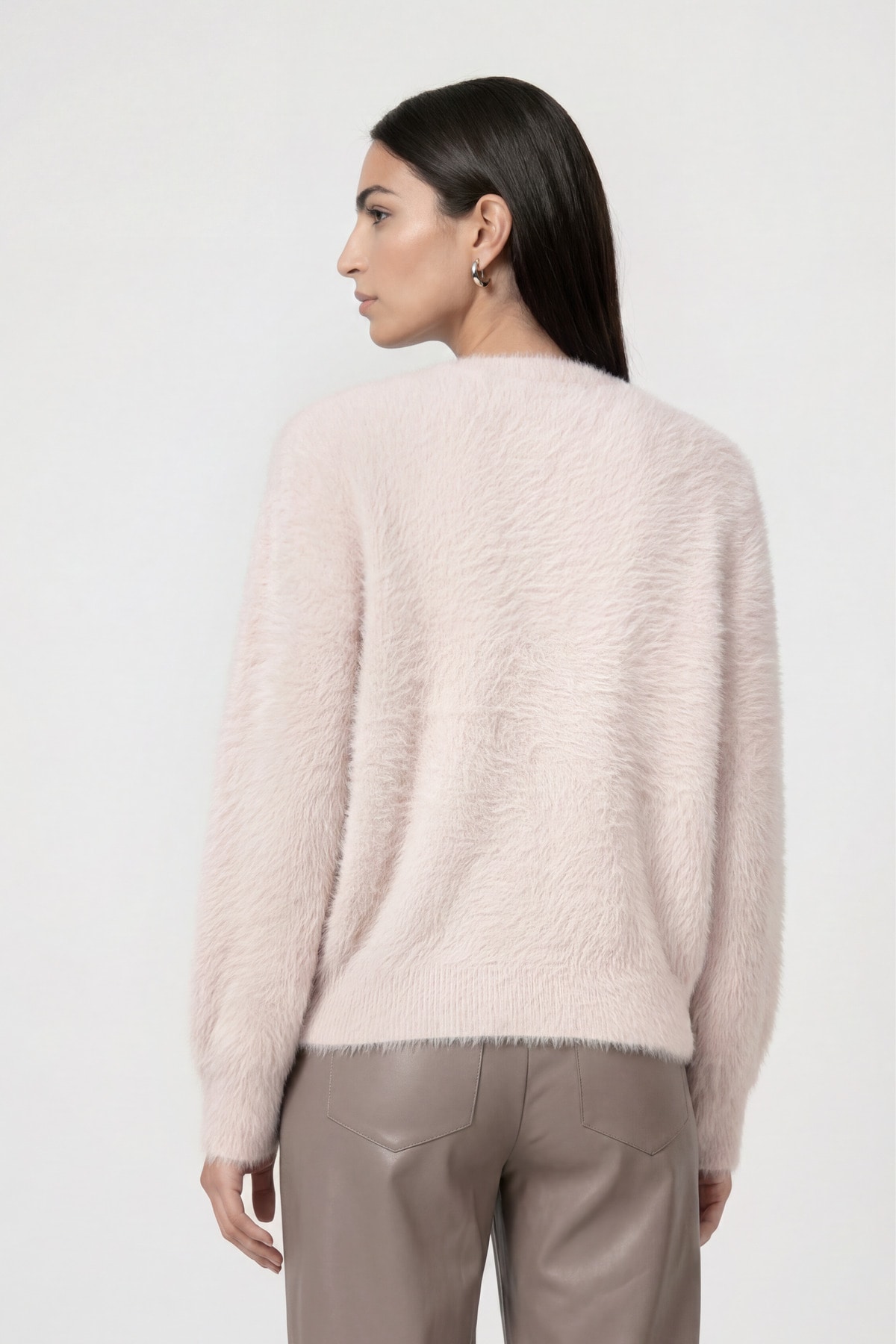Monari Veste en tricot »Plüsch« im flauschigen Materialmix, Rundhals