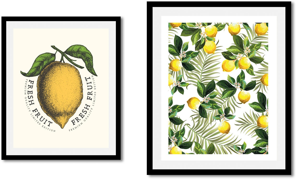 queence Bild »Set Citrus« Art | Essen | Kunst | Lebensmittel | Obst | Obst Bilder | Schriftzug | Schriftzüge 1 Stk. tlg. gerahmt