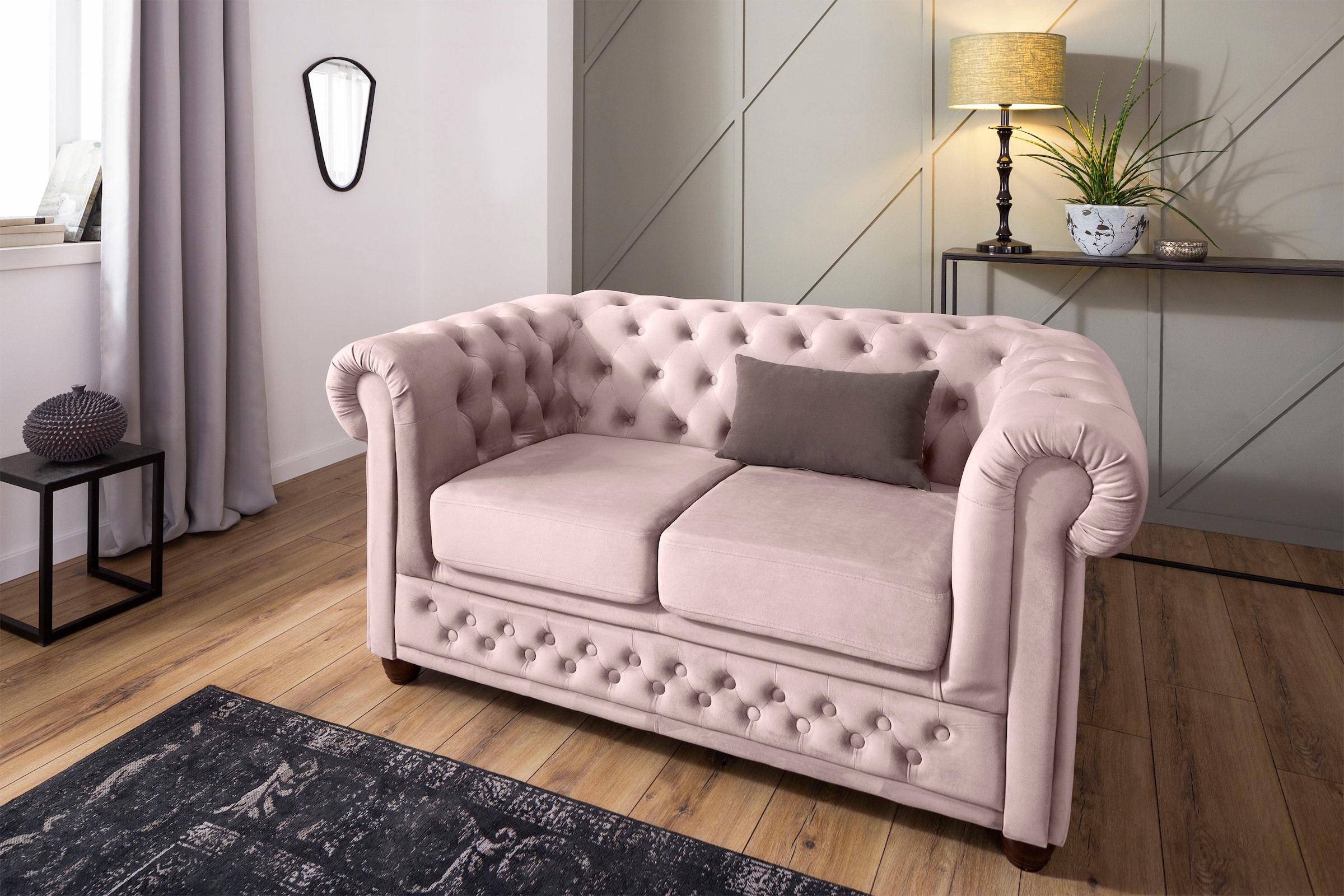 Home affaire Chesterfield-Sofa »New Castle« mit hochwertiger Knopfheftung in Chesterfield-Design, B/T/H: 148/86/72