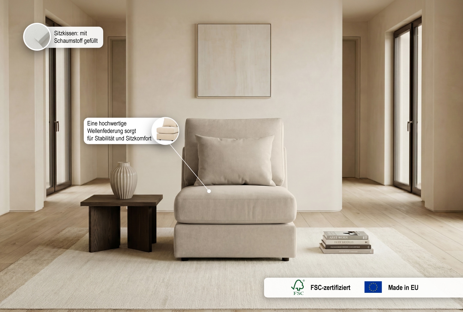 GOODproduct Fauteuil »Nivette, weiches Chenille« 96x66 cm, eine tolle Ergänzung zum Sofa