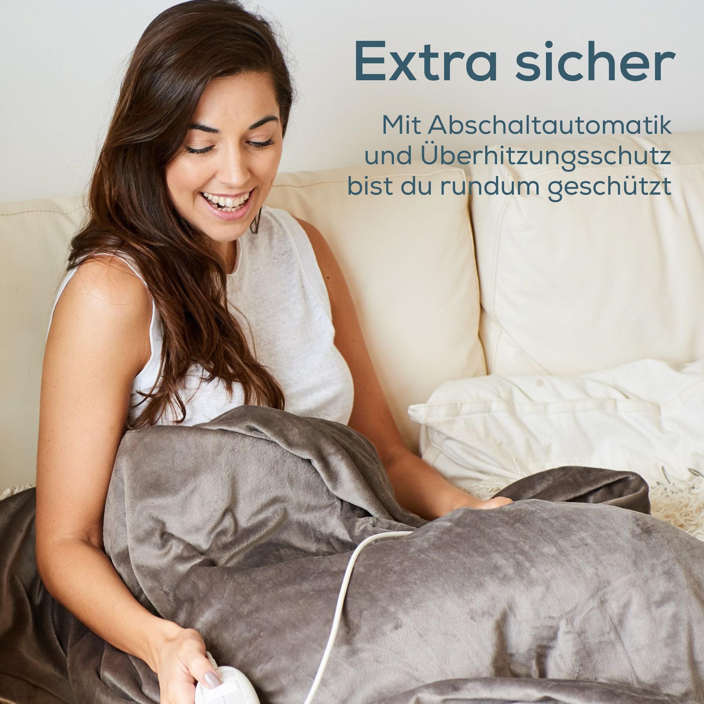 BEURER Couverture chauffante »HD 75 Cosy Taupe, 6 Temperaturstufen, 180 x 130 cm« kuschelige Wärmedecke in Kunstfelloptik, maschinenwaschbar bei 30 °C