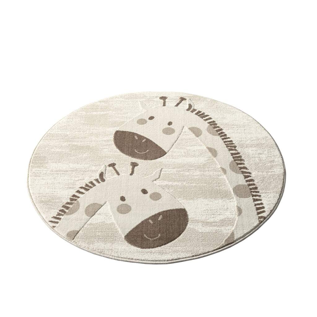 Carpet City Tapis pour enfants »MARA719« Rond 11 mm Höhe Kinderzimmer, Kurzflor,robust,Tiere,  Spielzimmer