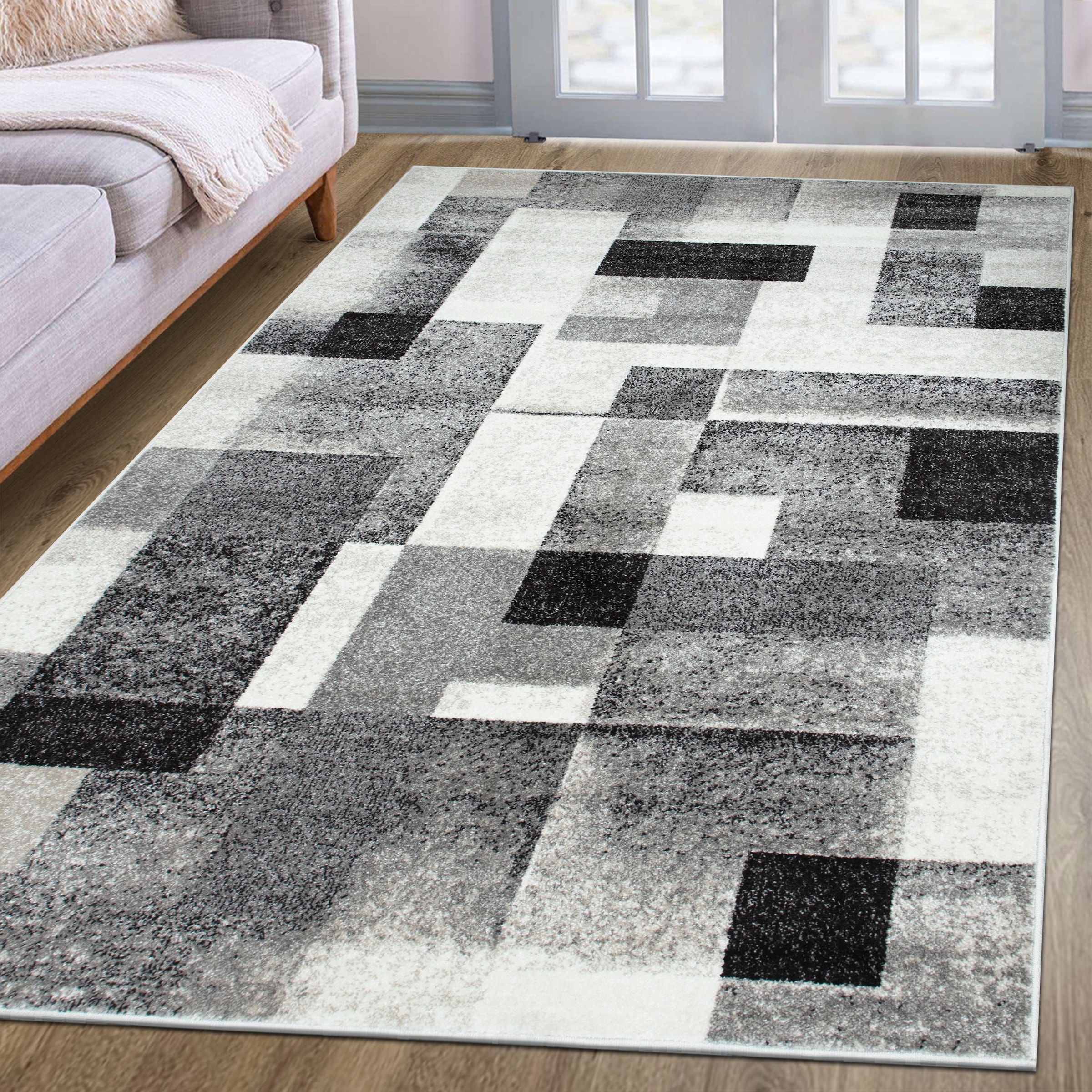 GOODproduct Tapis »Corine« Rectangulaire 9 mm Höhe mit besonders weichem Flor, Kurzflor, modernes Karo-Design,