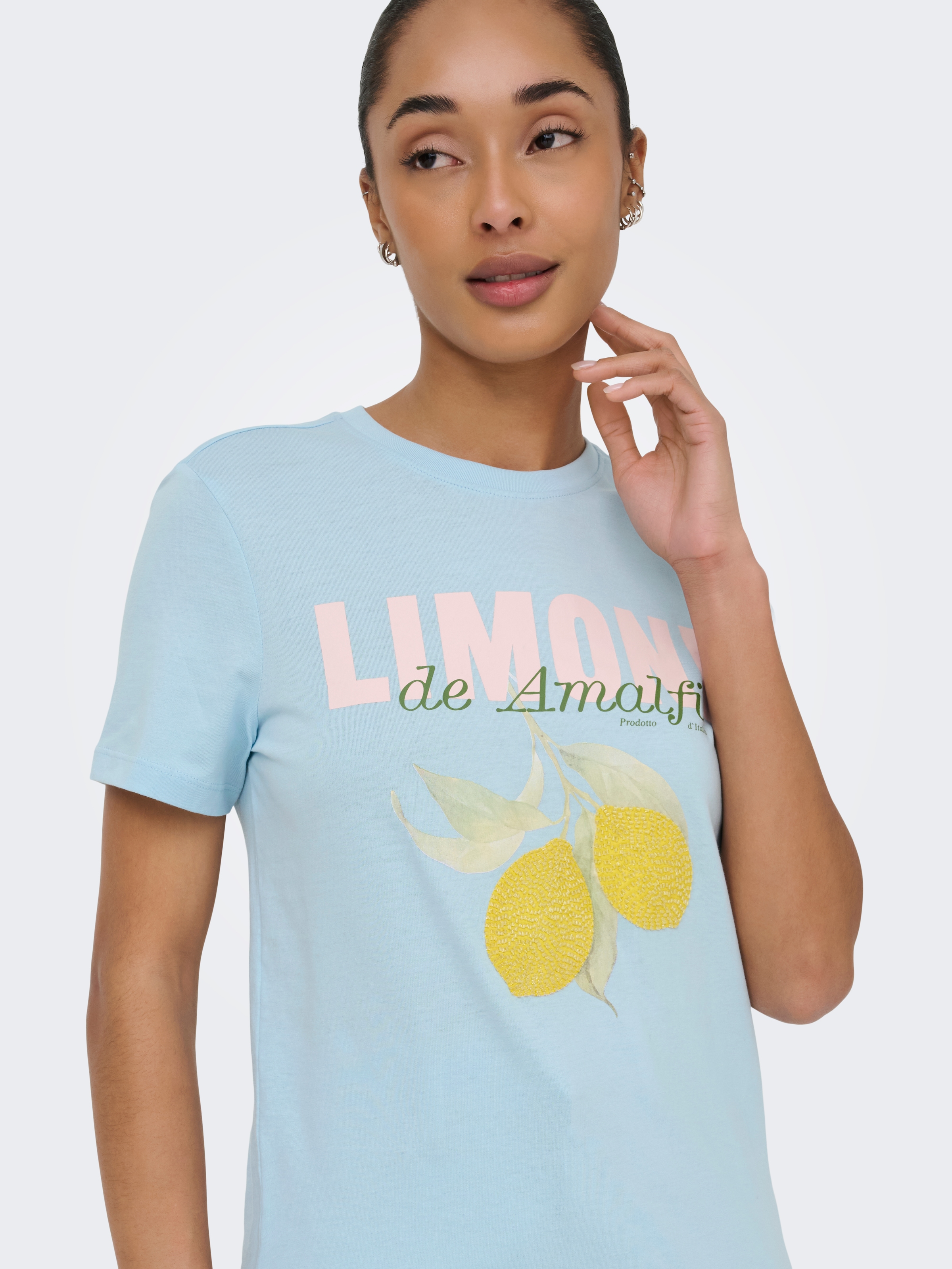 ONLY T-shirt »ONLKITA S/S PEARL TOP BOX JRS« coton, coupe régulière, col rond