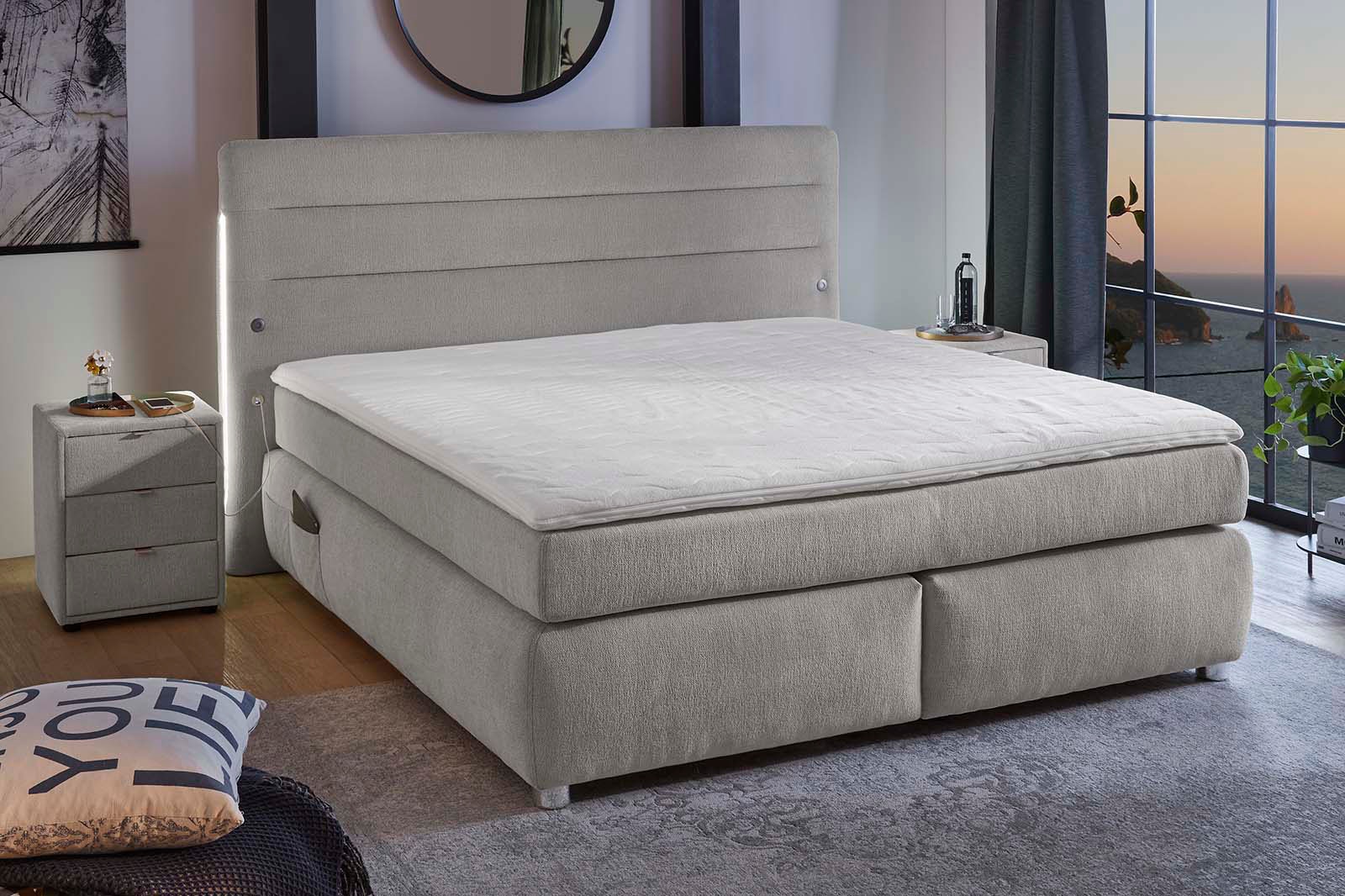 Jockenhöfer Gruppe Boxspringbett »Livia« inklusive LED-Beleuchtung, 4x USB-Ladeports, 7-Zonen-TTFK-Matratze