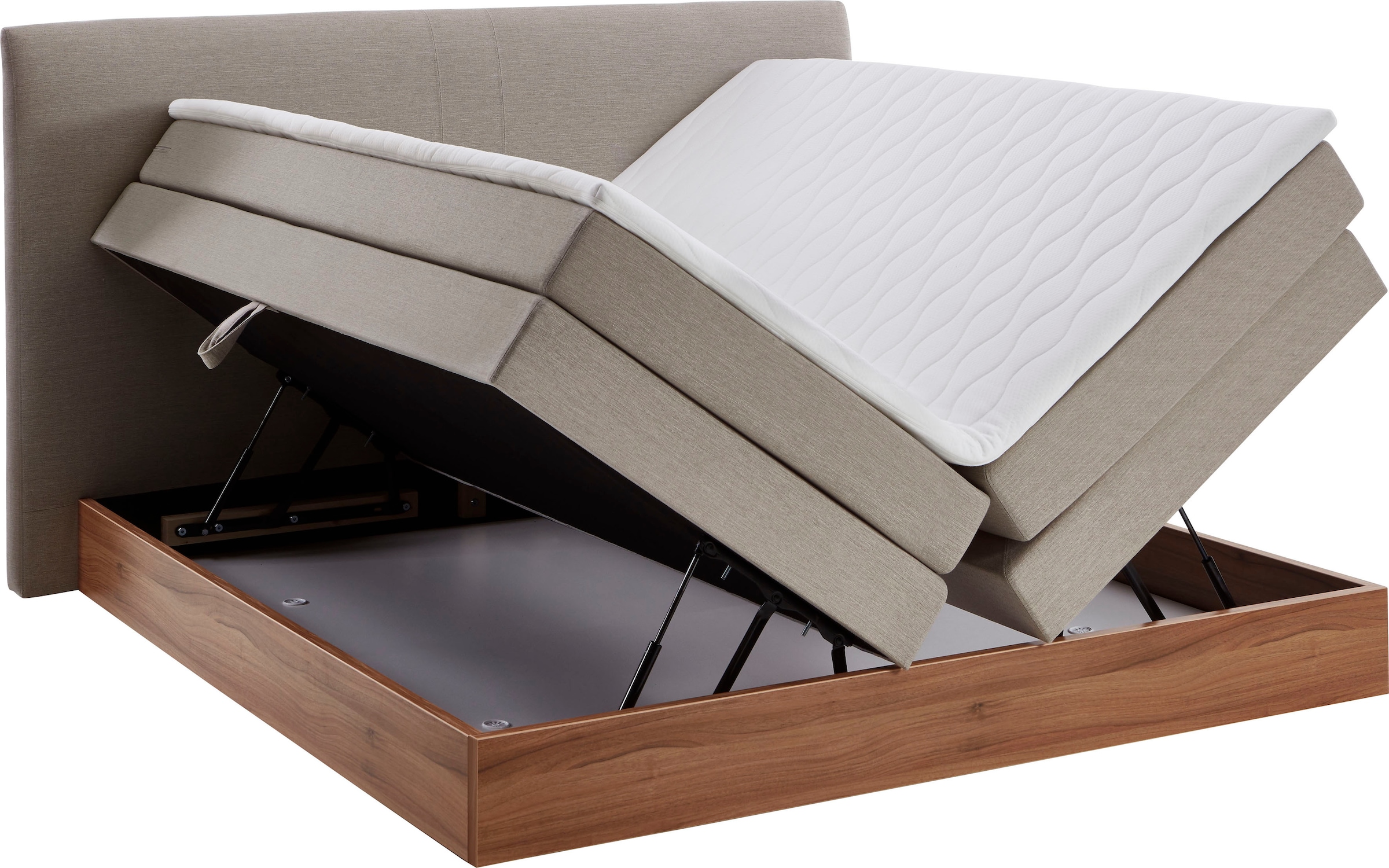 Home affaire Boxspringbett »Blomen« mit Walnuss-Dekor, mit Bettkasten, verschiedene Härtegrade, mit Topper