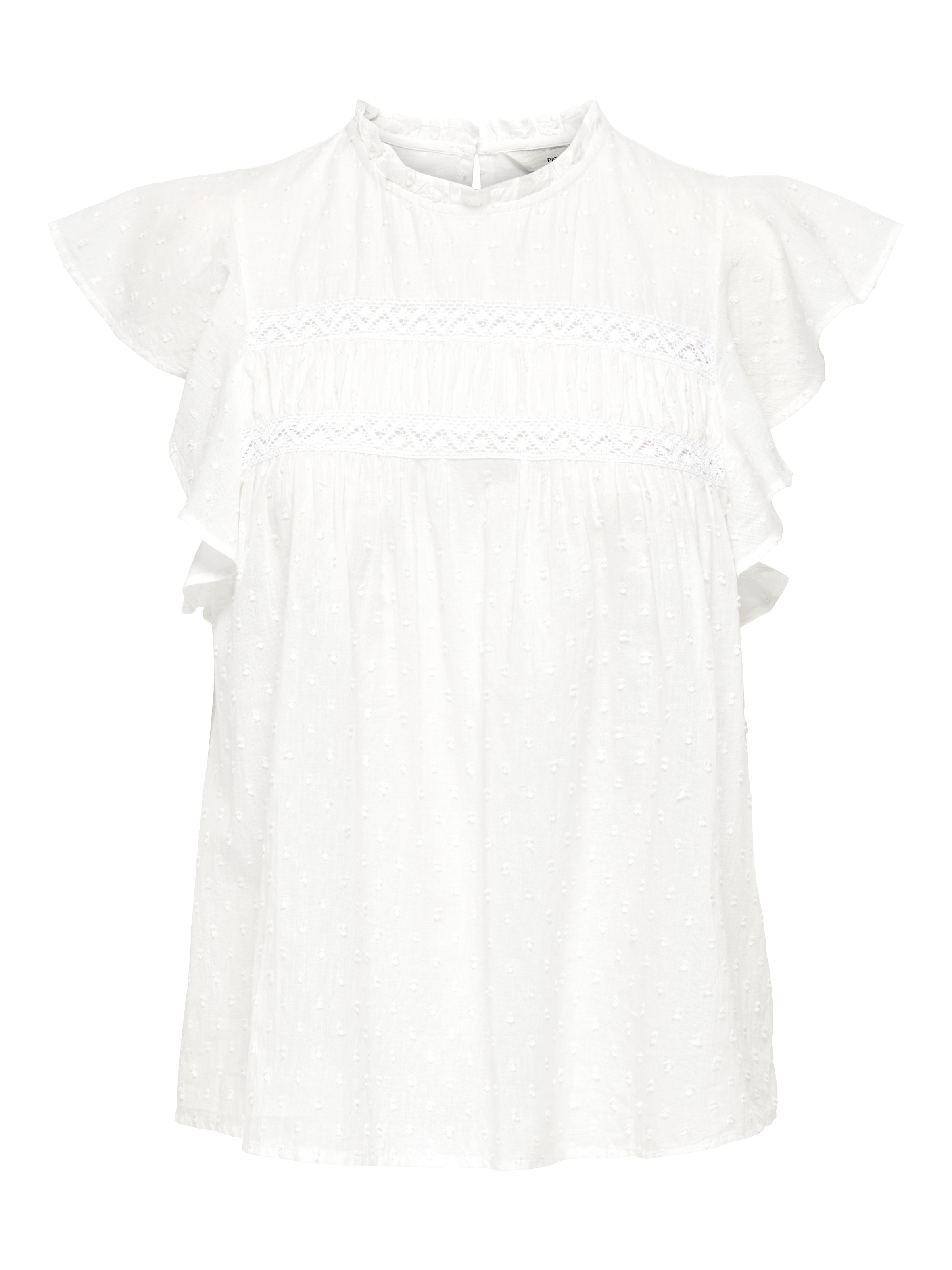 ONLY Top à volants »ONLKATTI S/S DOBBY TOP WVN NOOS« coton, coupe régulière