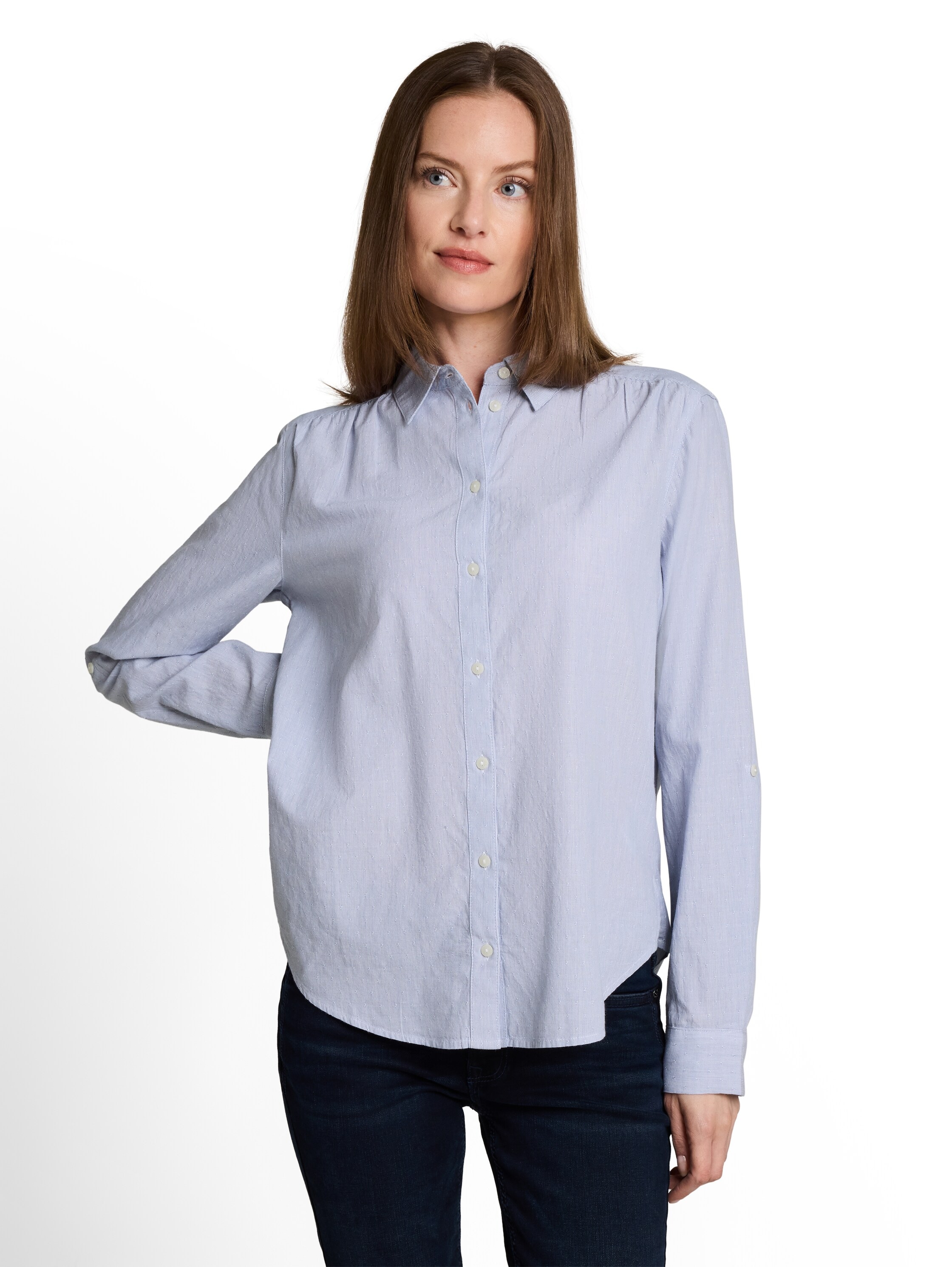 TOM TAILOR Blouse à manches longues »Regular« avec broderies fines et col de chemise