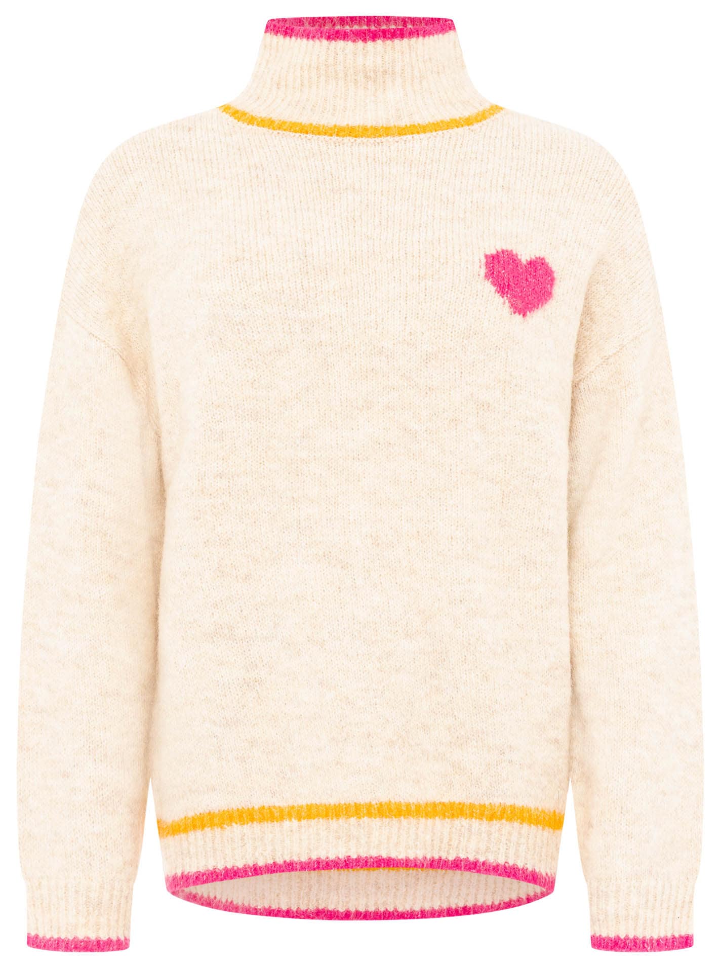 Zwillingsherz Pull à col montant »"Heart"« mit Herz und farbigen Streifen, hoher Kragen, oversize
