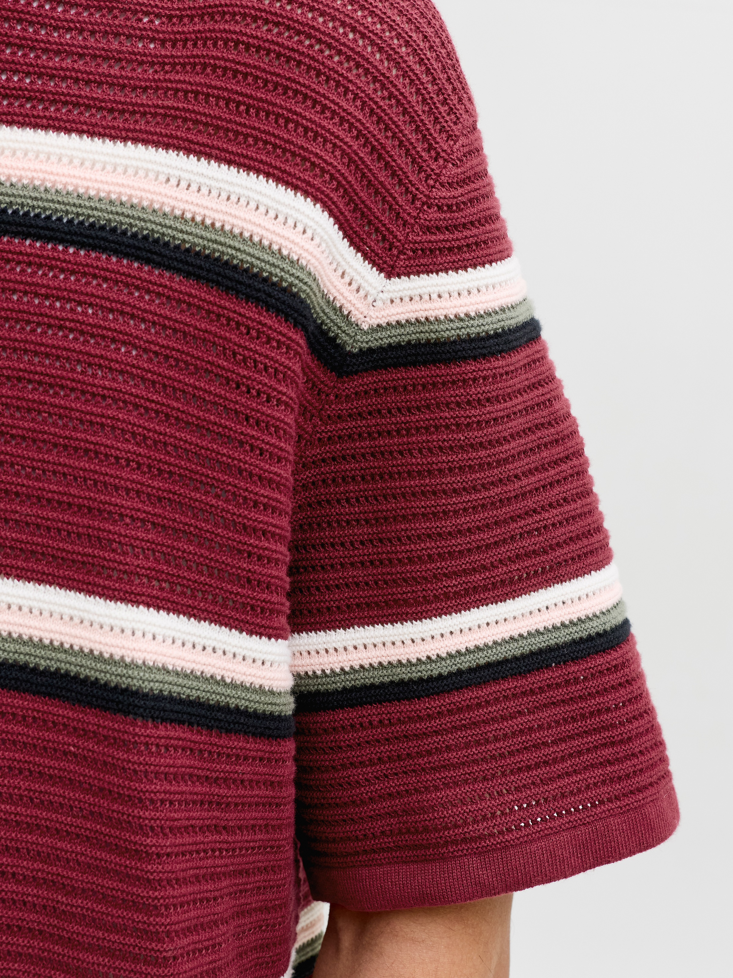 Jack & Jones Pull à col polo »JORMAINE KNIT STRIPE POLO SN« Baumwolle, relaxed fit