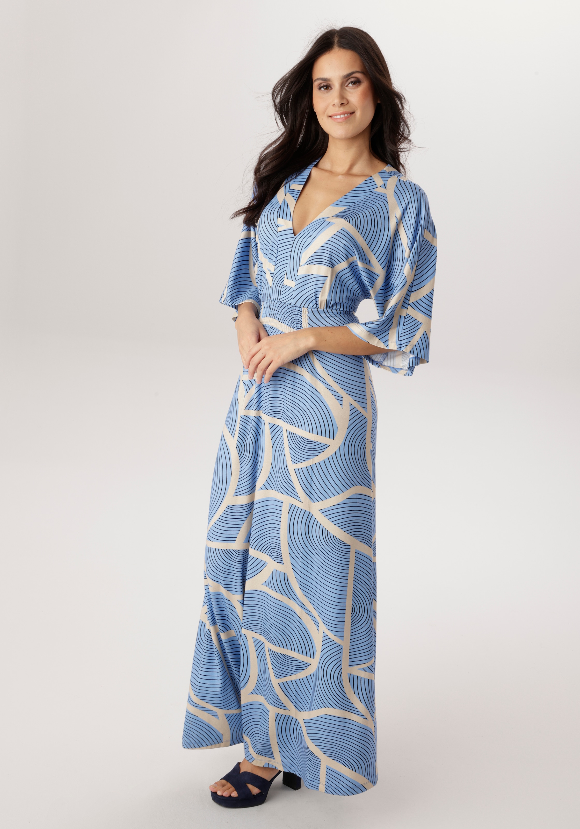 Aniston SELECTED Maxi robe mit weiten, 3/4-langen Ärmeln - NEUE KOLLEKTION