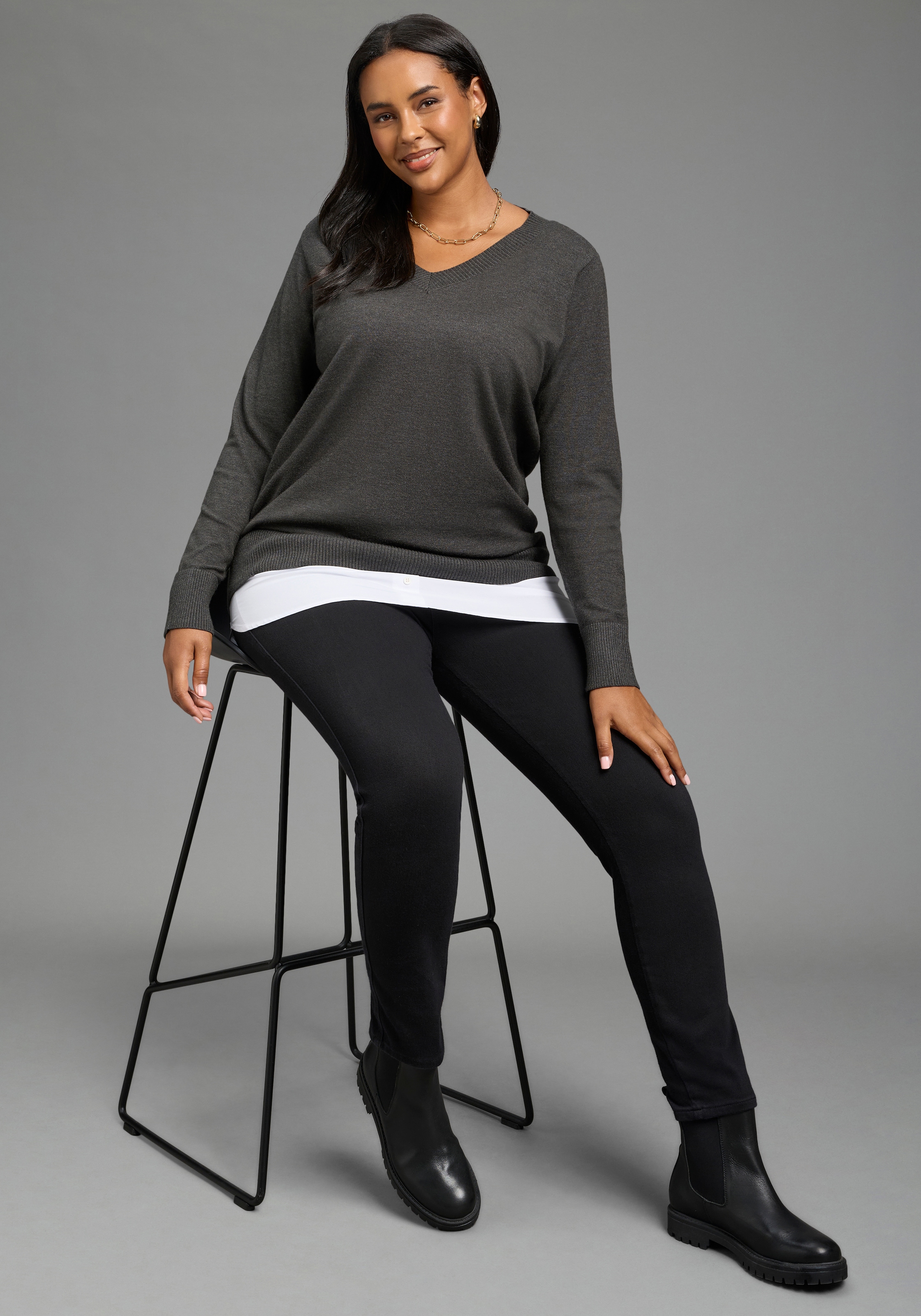 Laura Scott CURVE Longbluse »Blusenverlängerung Grosse Grössen« Packung, 2er-Pack,  femininer Stil, aus Baumwolle und Polyester, po-bedeckende Länge