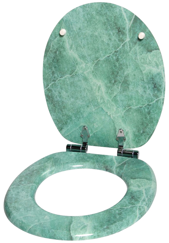 Sanilo Set d'accessoires de salle de bain »Marmor Grün« bestehend aus WC-Sitz, Badteppich und Waschbeckenstöpsel