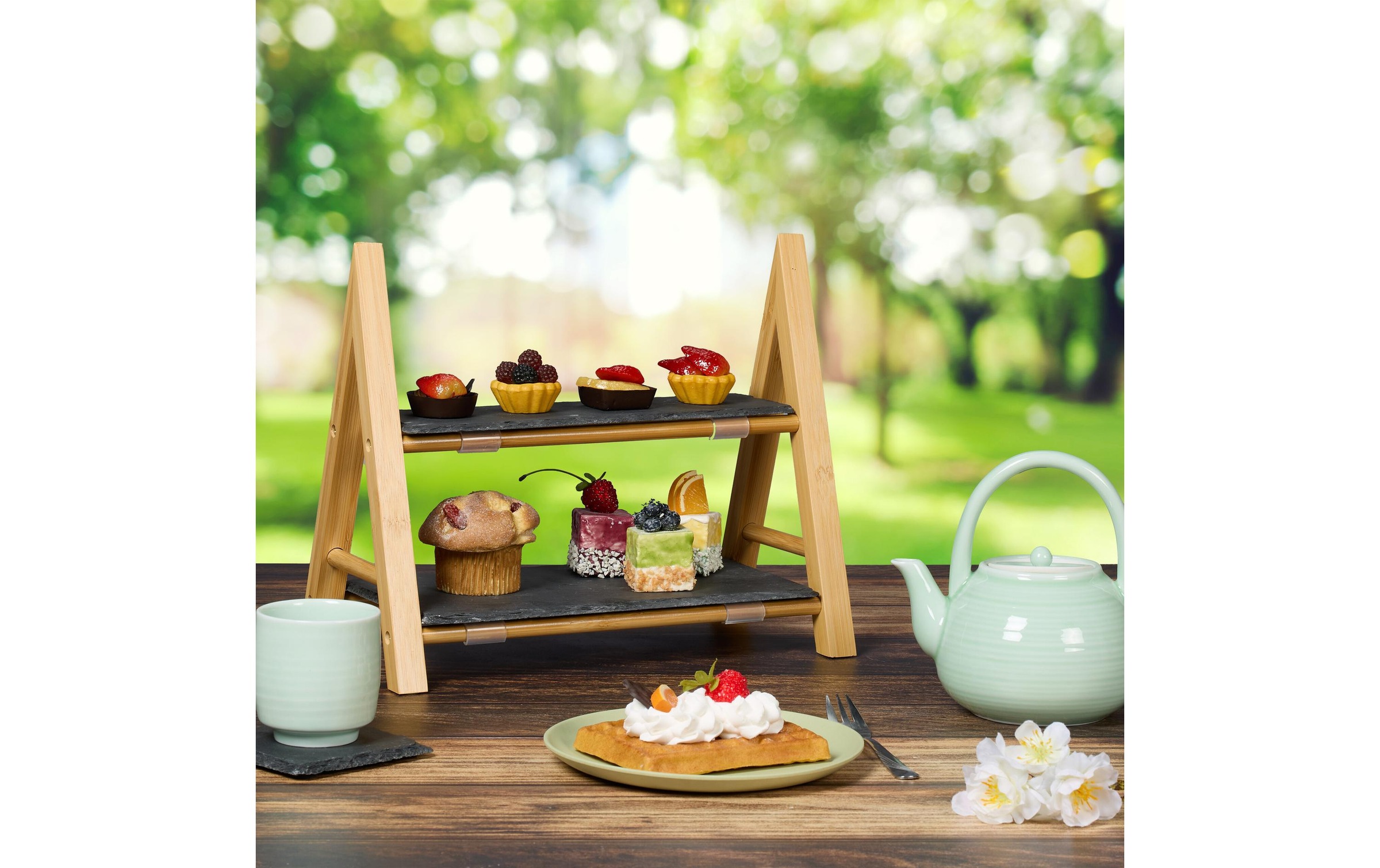 relaxdays Etagere »mit Schieferplatten«