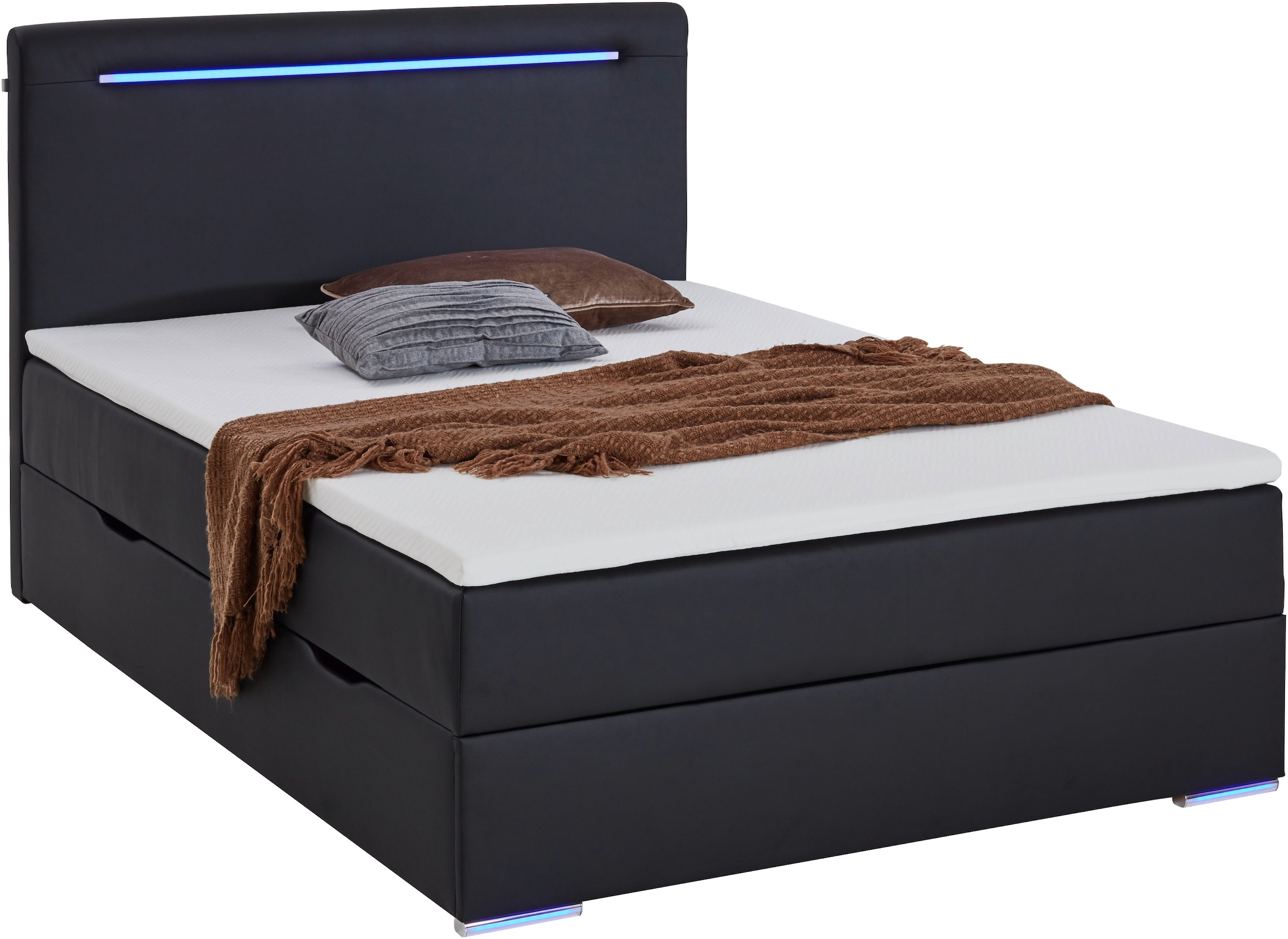 meise.möbel Boxbett »Candela inkl. Bettkasten, Topper & LED-Beleuchtung an Kopfteil & Füssen«