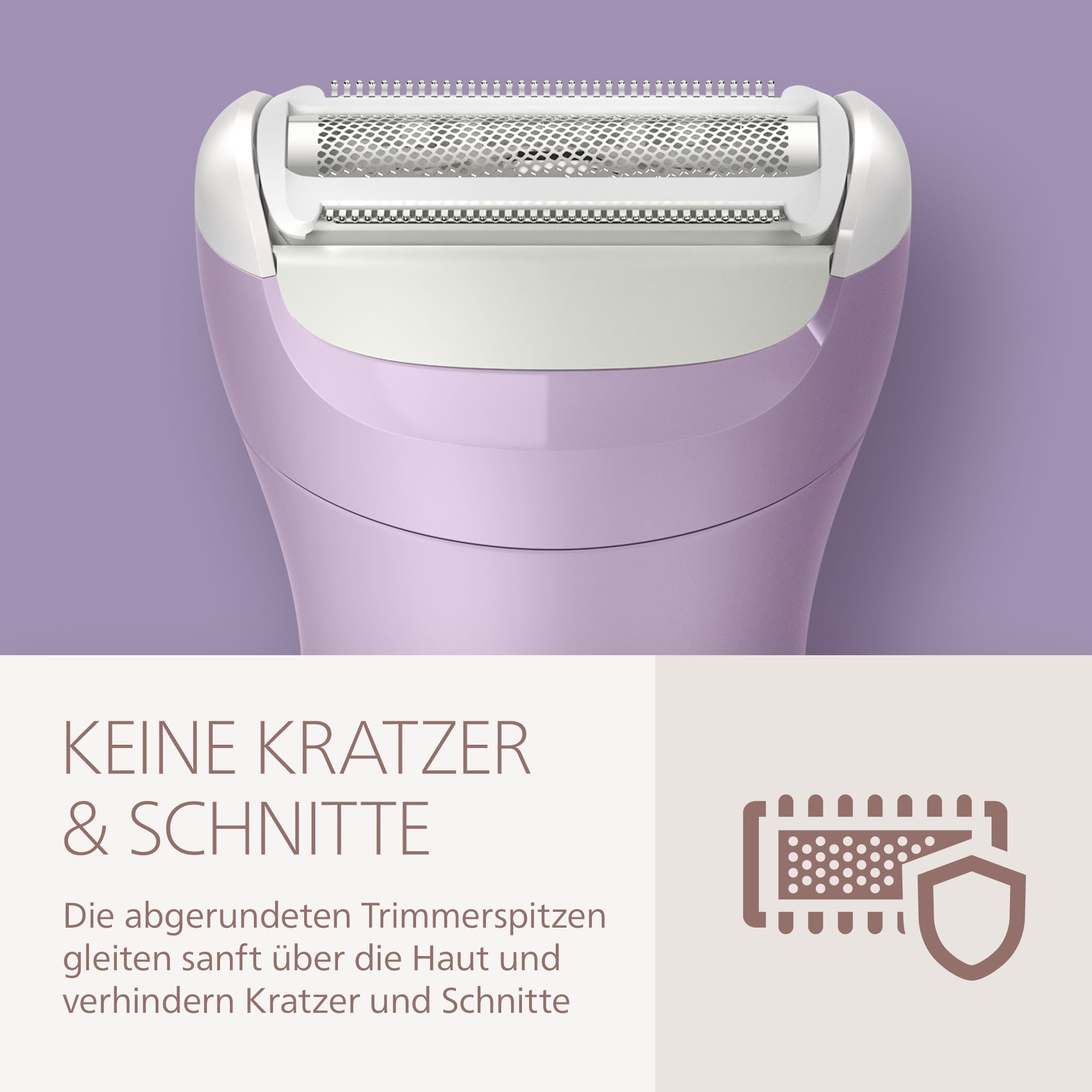 Philips Rasoirs électriques »Lady Shaver Series 6000« 3 cuis Aufsätze kabelloser Rasierer, nass und trocken, inkl. Trimmeraufsatz