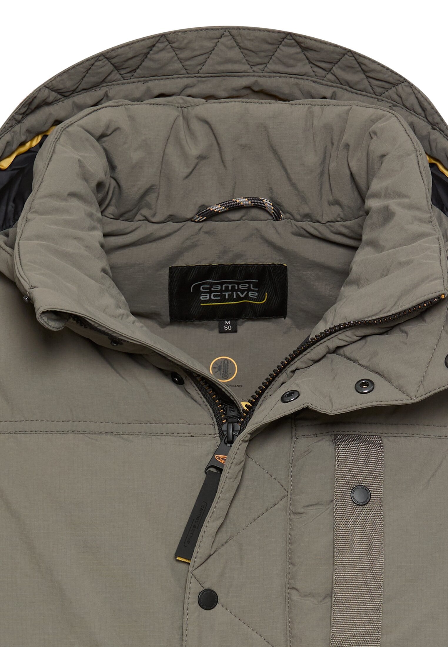camel active Veste matelassée avec capuche Veste d'hiver avec capuche et patte de boutonnage