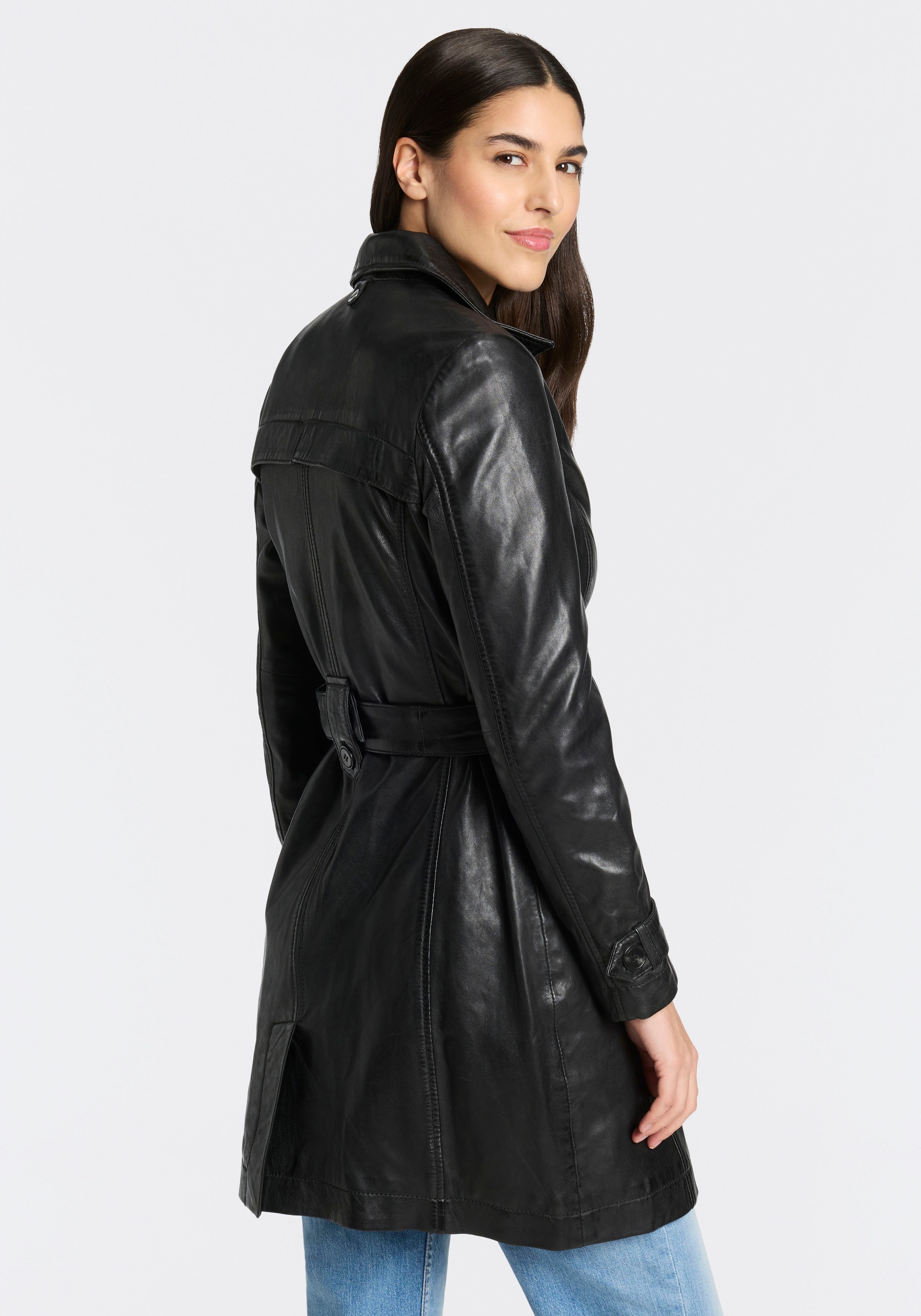 Mauritius Trench-coat »MWLeoniz« aus Echtleder, mit Taillengürtel