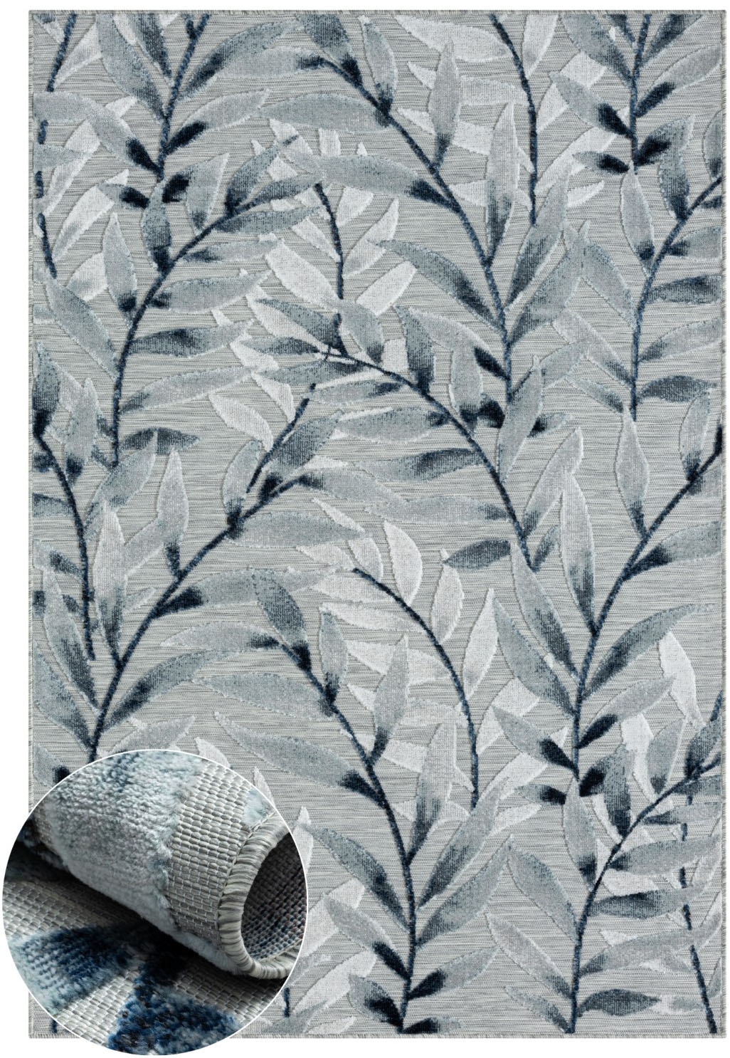 Myflair Möbel & Accessoires Teppich »Olivia, LAGERRÄUMUNG!« rechteckig 8 mm Höhe Blätter Motiv, Hoch-Tief Effekt, Outdoor geeignet, Balkon, Terrasse