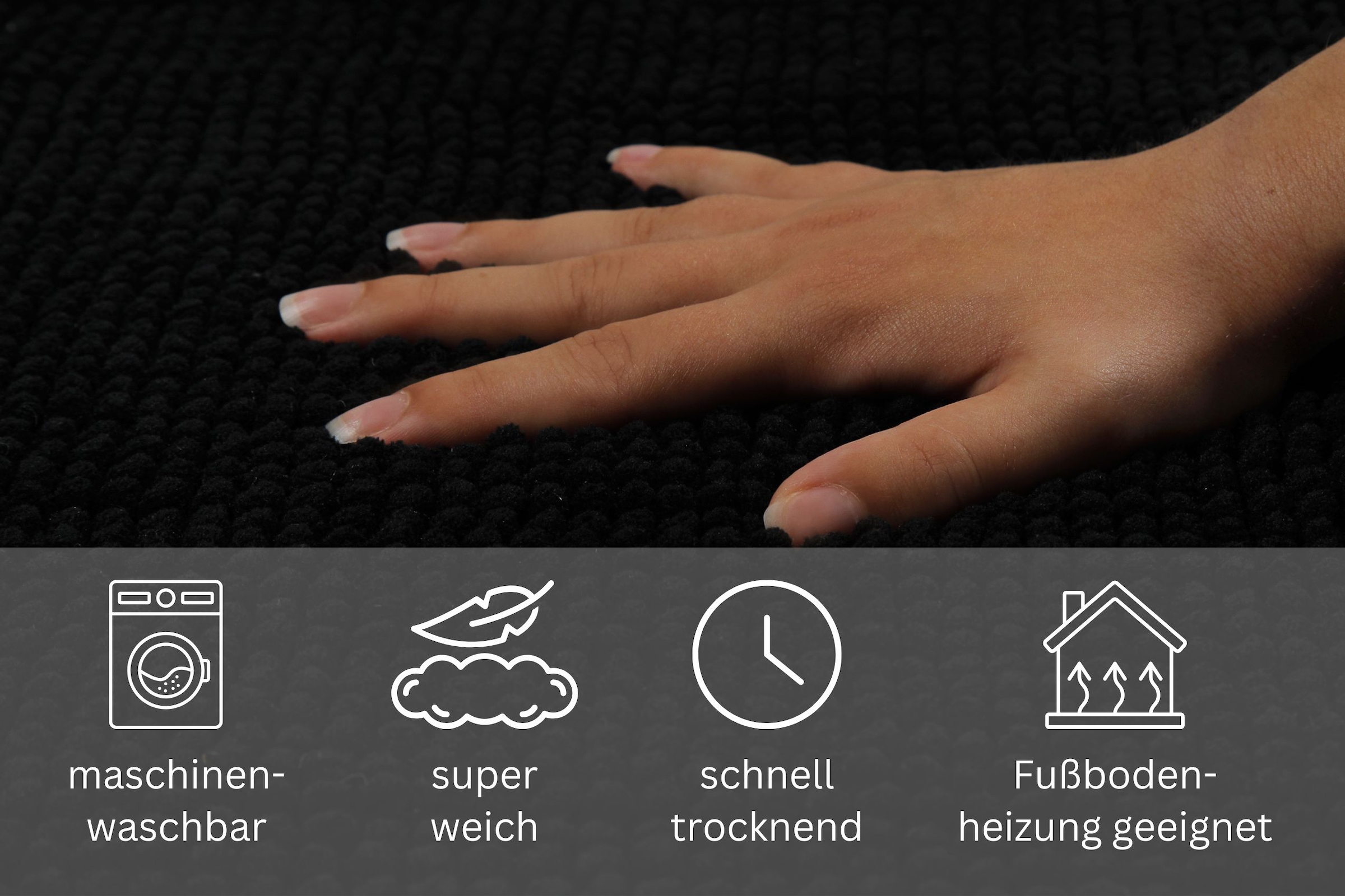 GOODproduct Badematte »Kaelan , weicher Chenille« Höhe 14 mm rutschhemmend beschichtet fussbodenheizungsgeeignet Badvorleger, Badteppich weiches Chenille, pastellfarben, Badezimmer