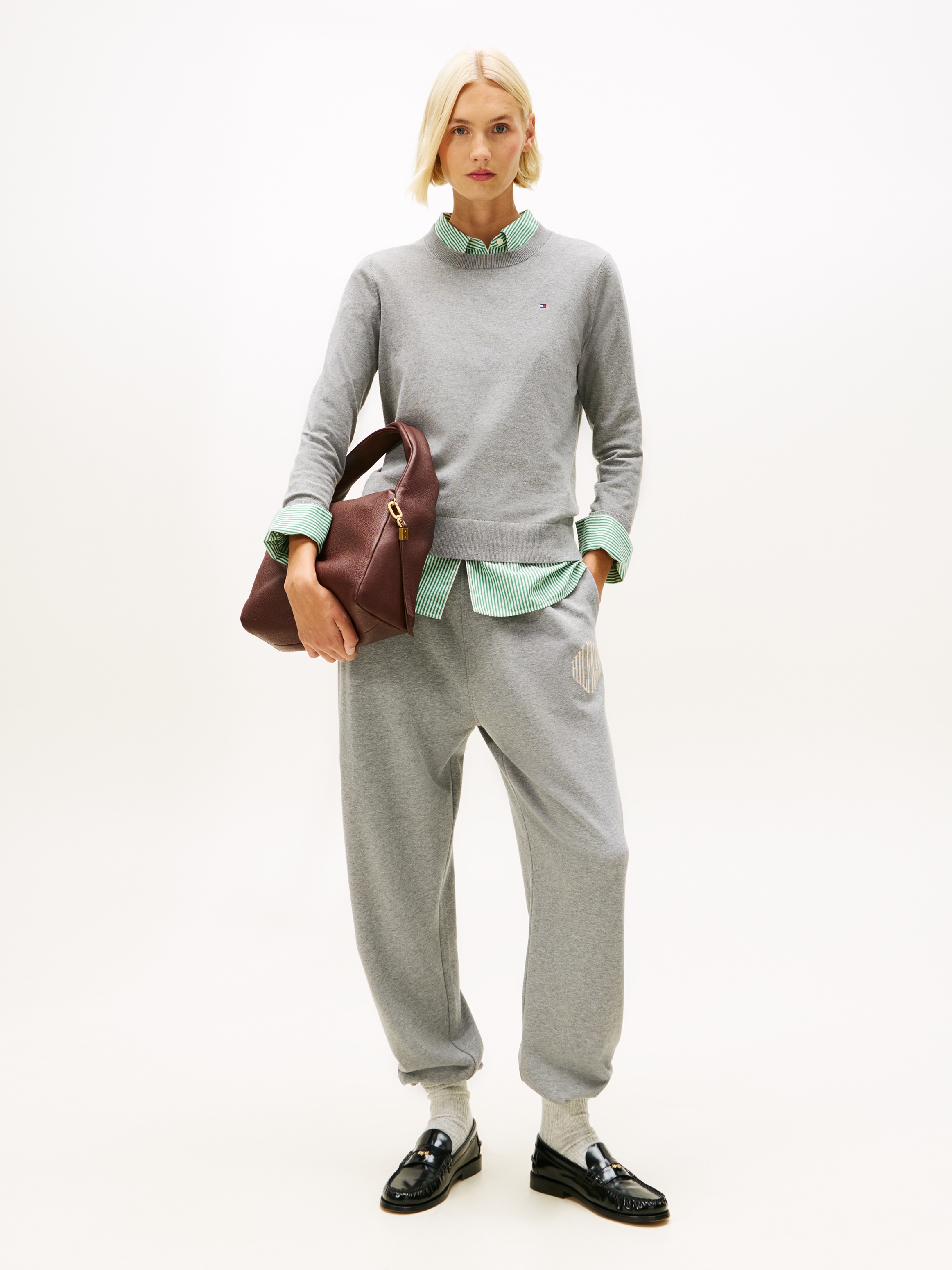 Tommy Hilfiger Pull à col rond »CO JERSEY STITCH LS C-NK SWT« mit Logostickerei