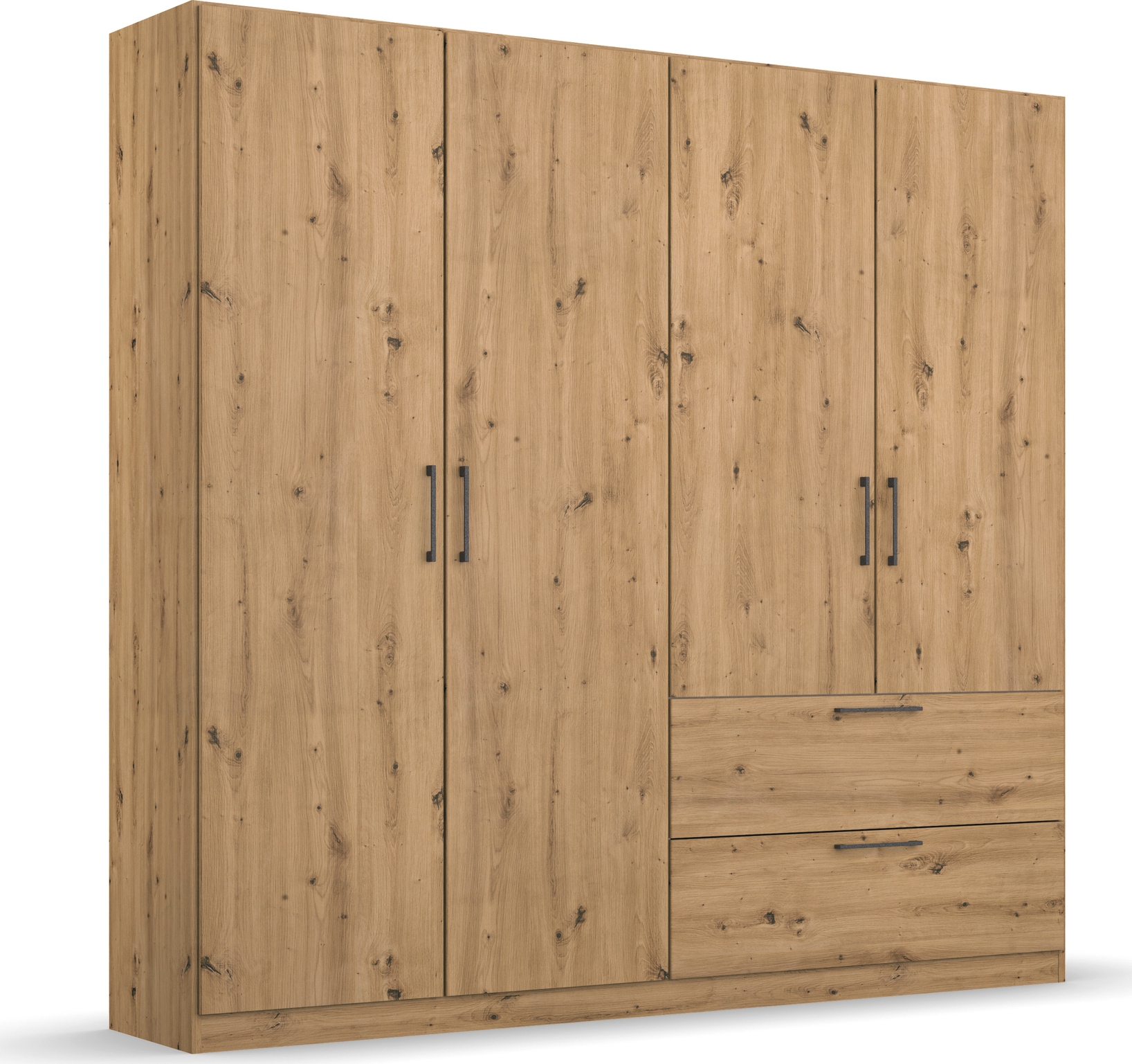 GOODproduct Armoire à portes battantes »Kleiderschrank Schrank Garderobe Wäscheschrank CHALLENGER« Largeurs 181/226 cm, hauteurs 197/210 cm,  poignées métalliques gris métal et tiroirs spacieux MADE IN GERMANY