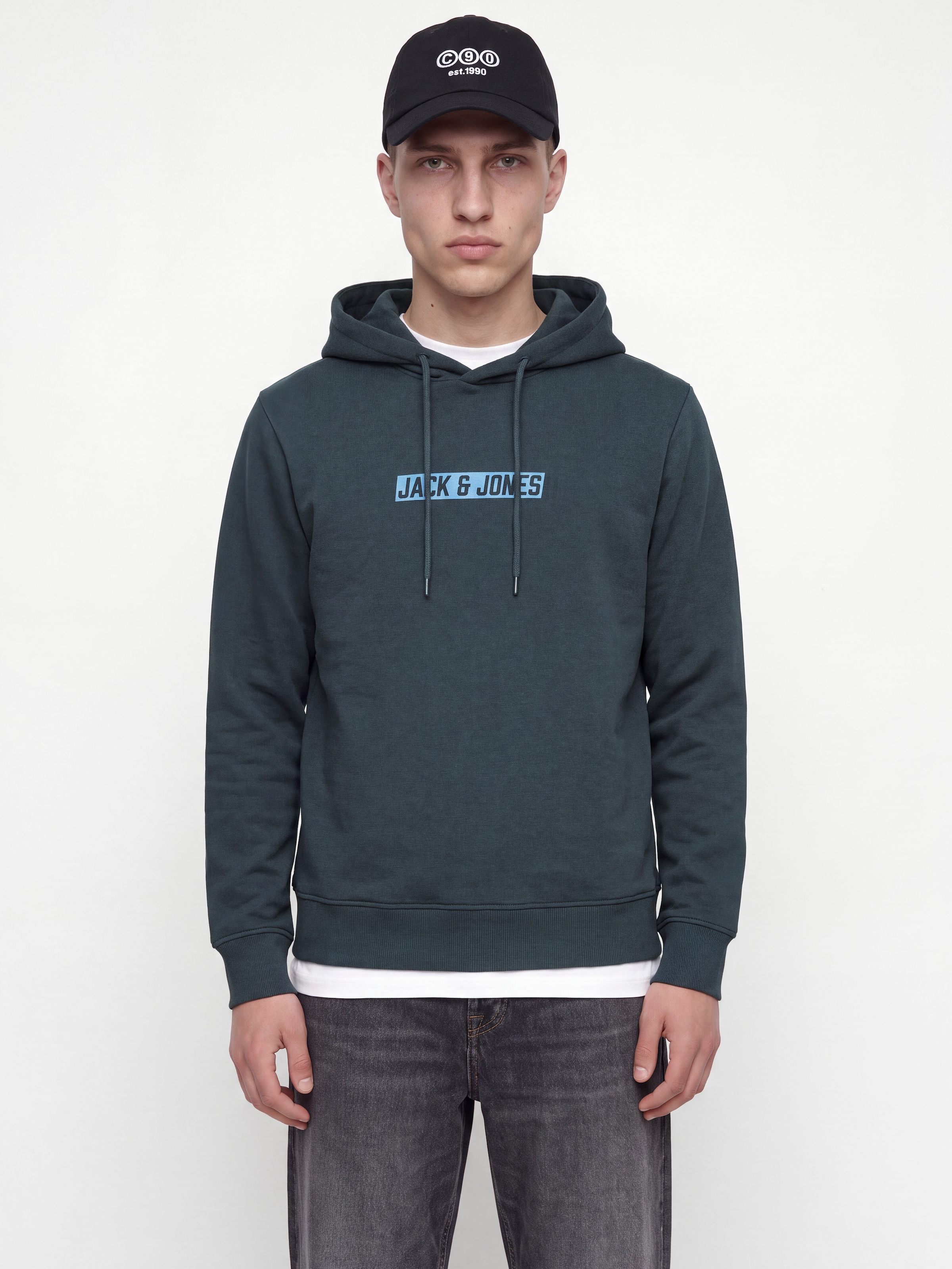 Jack & Jones Kapuzensweatshirt »JJMUNK SWEAT HOOD«, Materialmix, regular fit
