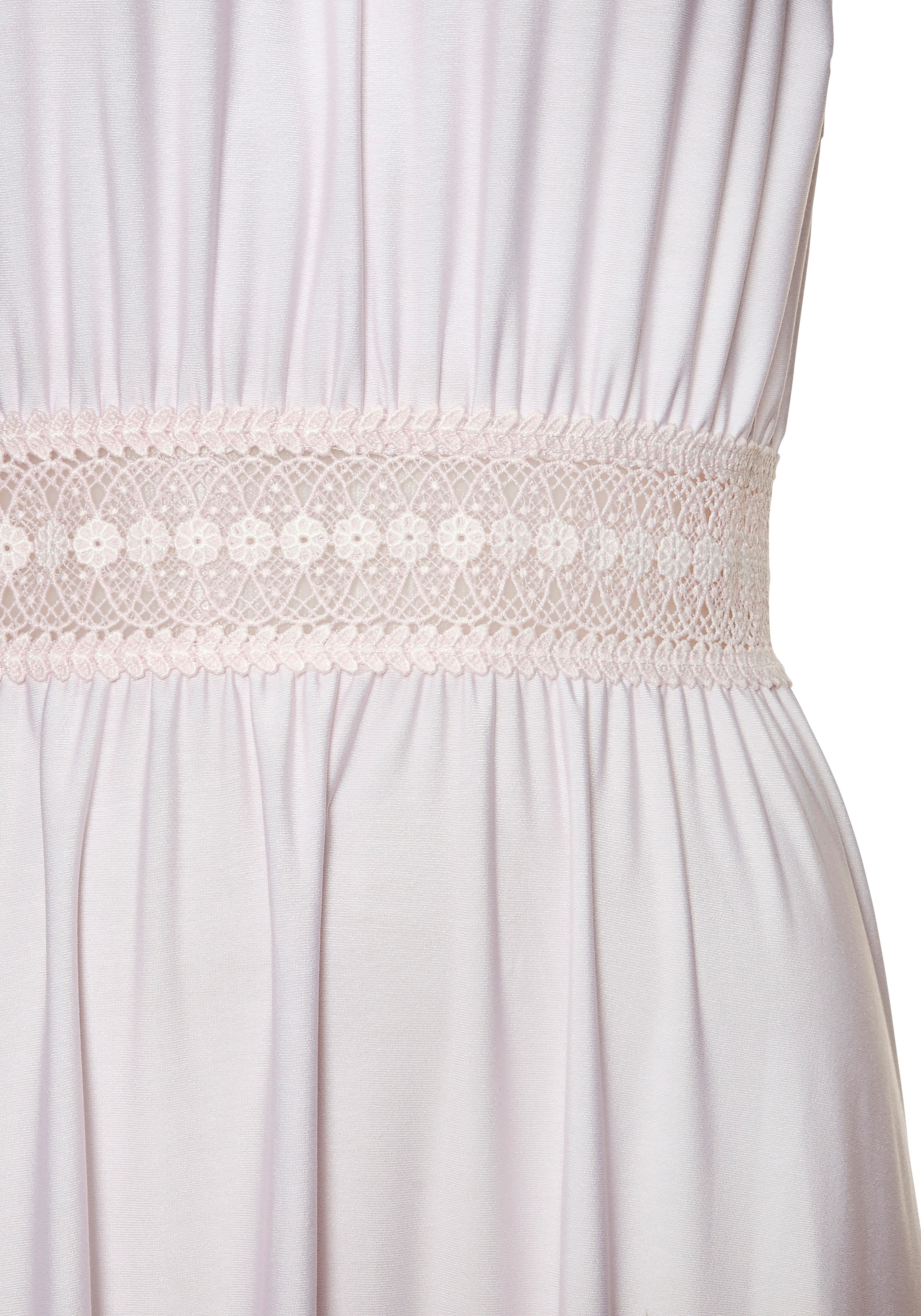 LASCANA Maxikleid »aus glatter bügelfreier Ware« mit Blumendruck, Sommerkleid mit Spitzeneinsatz, Jerseykleid, festlich
