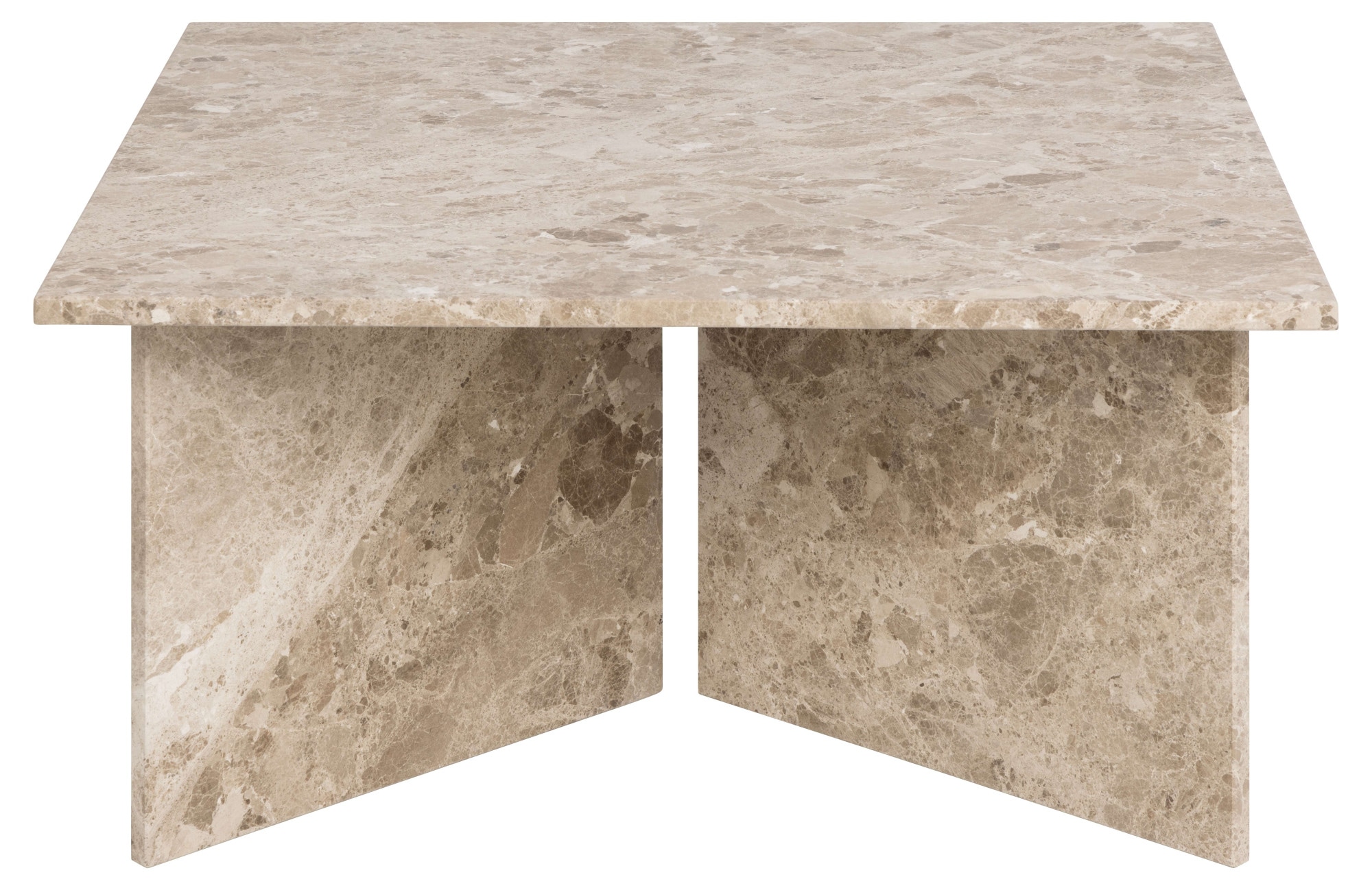 ACTONA GROUP Table basse »Vega« Table basse, piètement en V, laqué mat latte, marbre, 90x90x42 cm