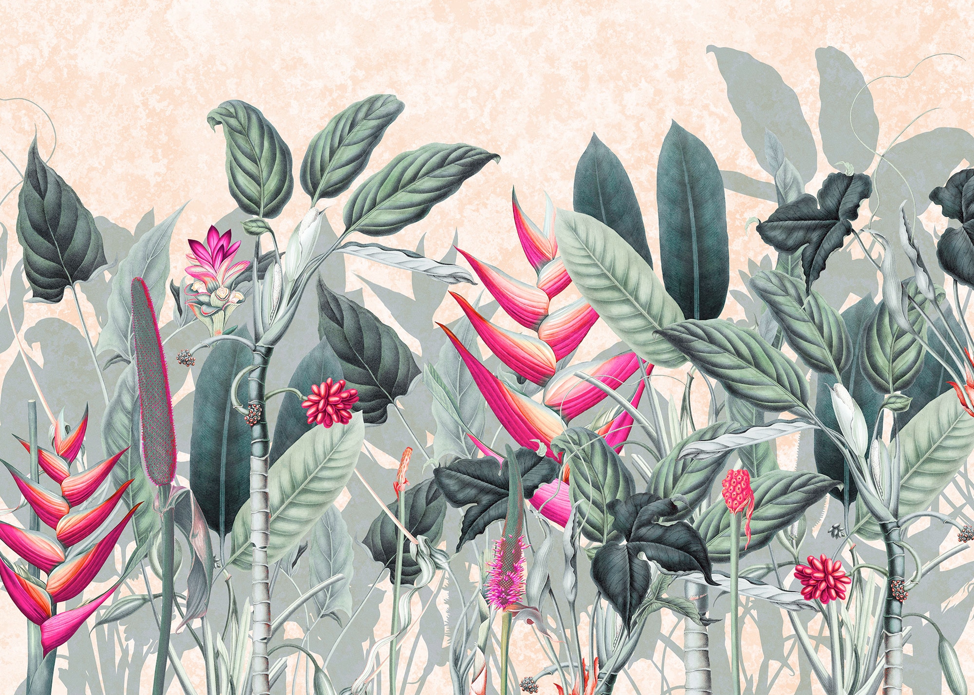 Komar Fototapete »Komar Vlies Fototapete - Soft Jungle - Grösse 350 x 250 cm« bedruckt glatt