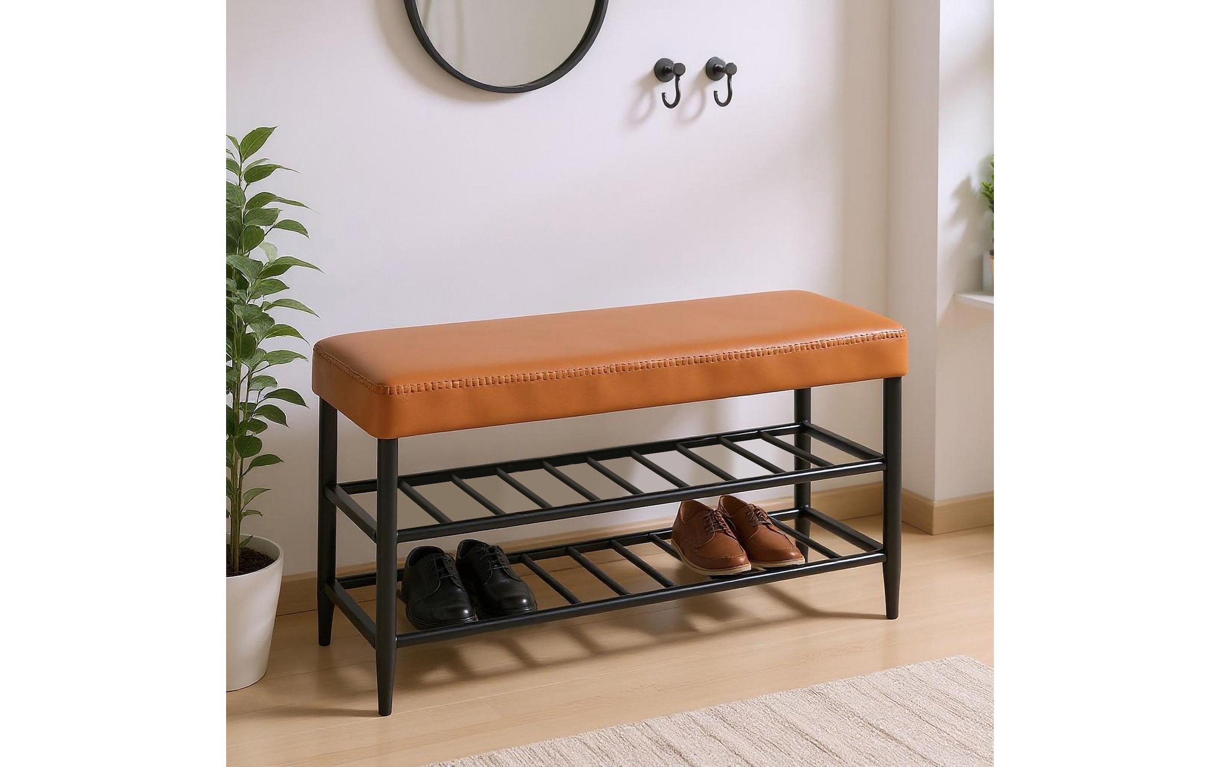 relaxdays Schuhbank »mit zwei Ablagen 80 x 50 cm«