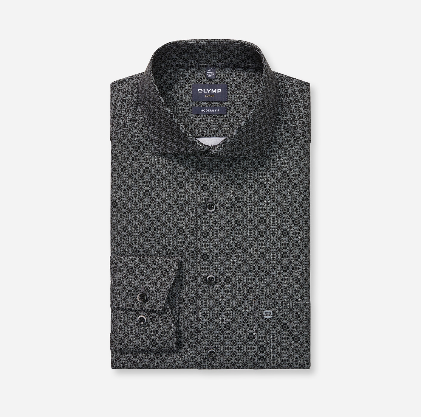 OLYMP Langarmhemd »Luxor modern fit« Royal-Kentkragen, Businesshemd, modern fit, gemustert