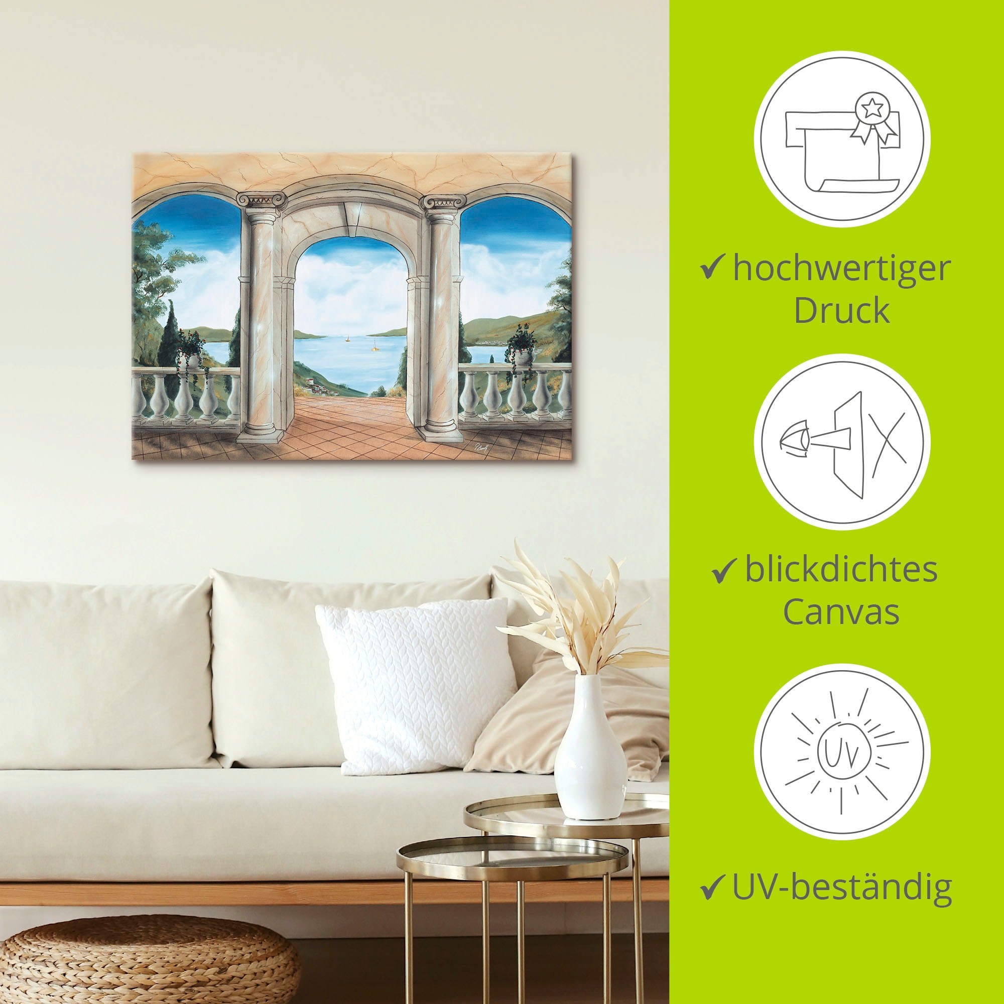 Artland Tableau sur toile »griechische Terrasse« 1 cuis tlg. auf Holzrahmen gespannt