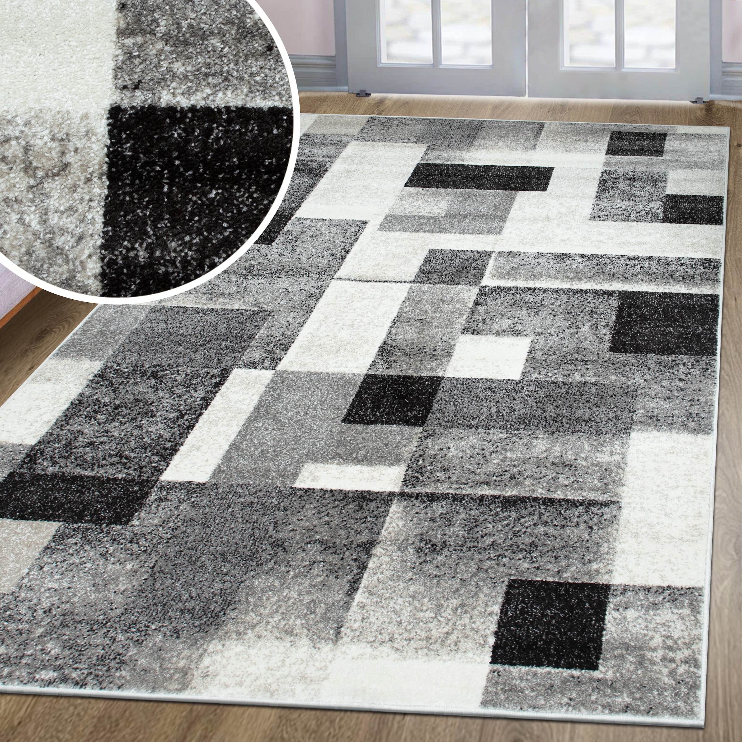 GOODproduct Tapis »Corine« Rectangulaire 9 mm Höhe mit besonders weichem Flor, Kurzflor, modernes Karo-Design,