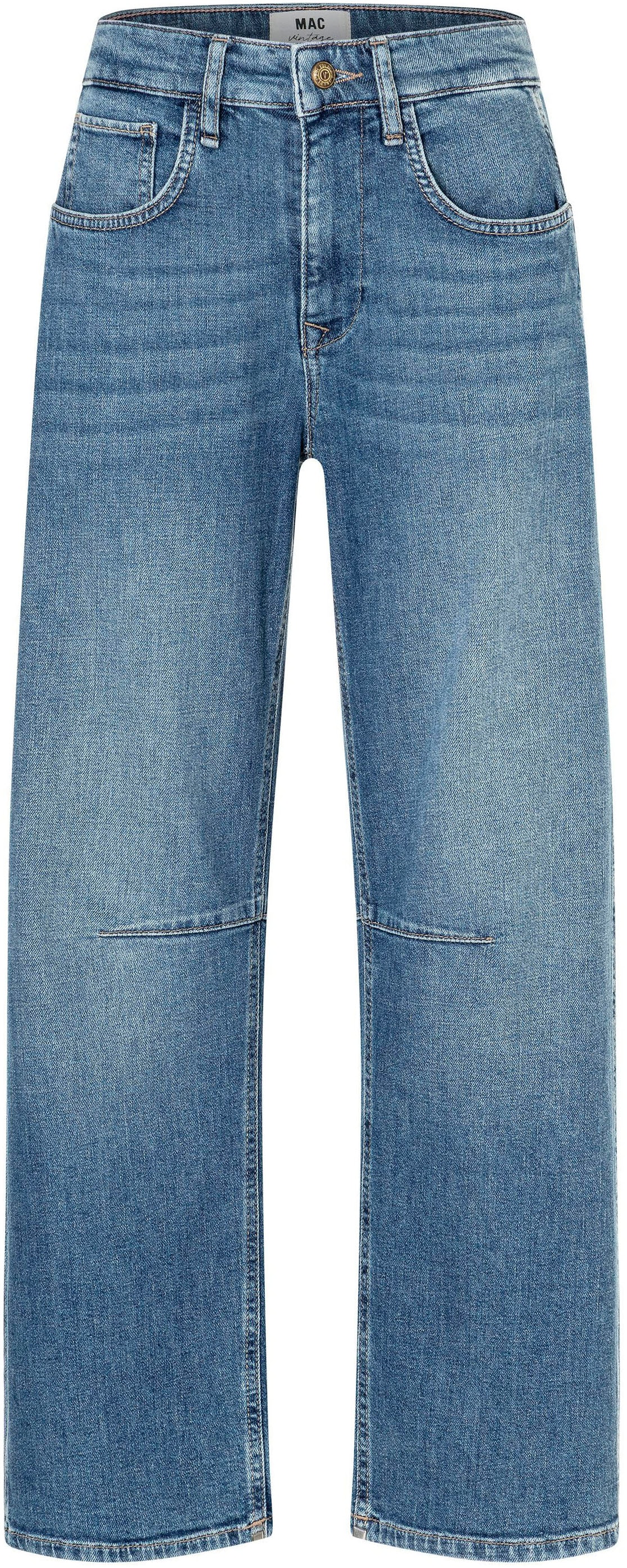 MAC 5-Pocket-Jeans »OHIO Barrel« Barrel Fit, Naht-Detail auf Kniehöhe