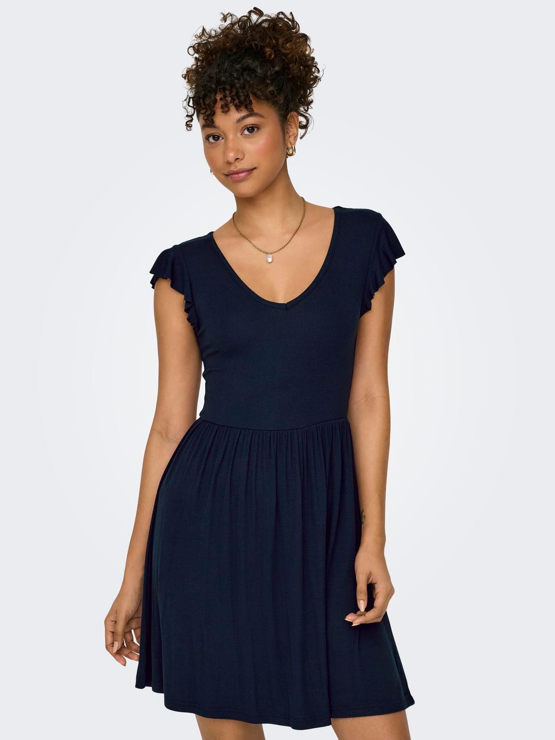 ONLY Robe en jersey »ONLBELIA S/L DRESS JRS« Mélange de viscose, coupe régulière, col en V