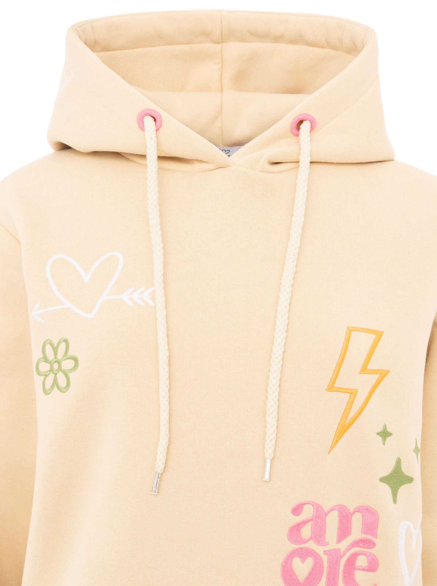 Zwillingsherz Hoodie »"Patches & Amore"«, farbenfrohe Stickereien, Kapuze und Fronttasche
