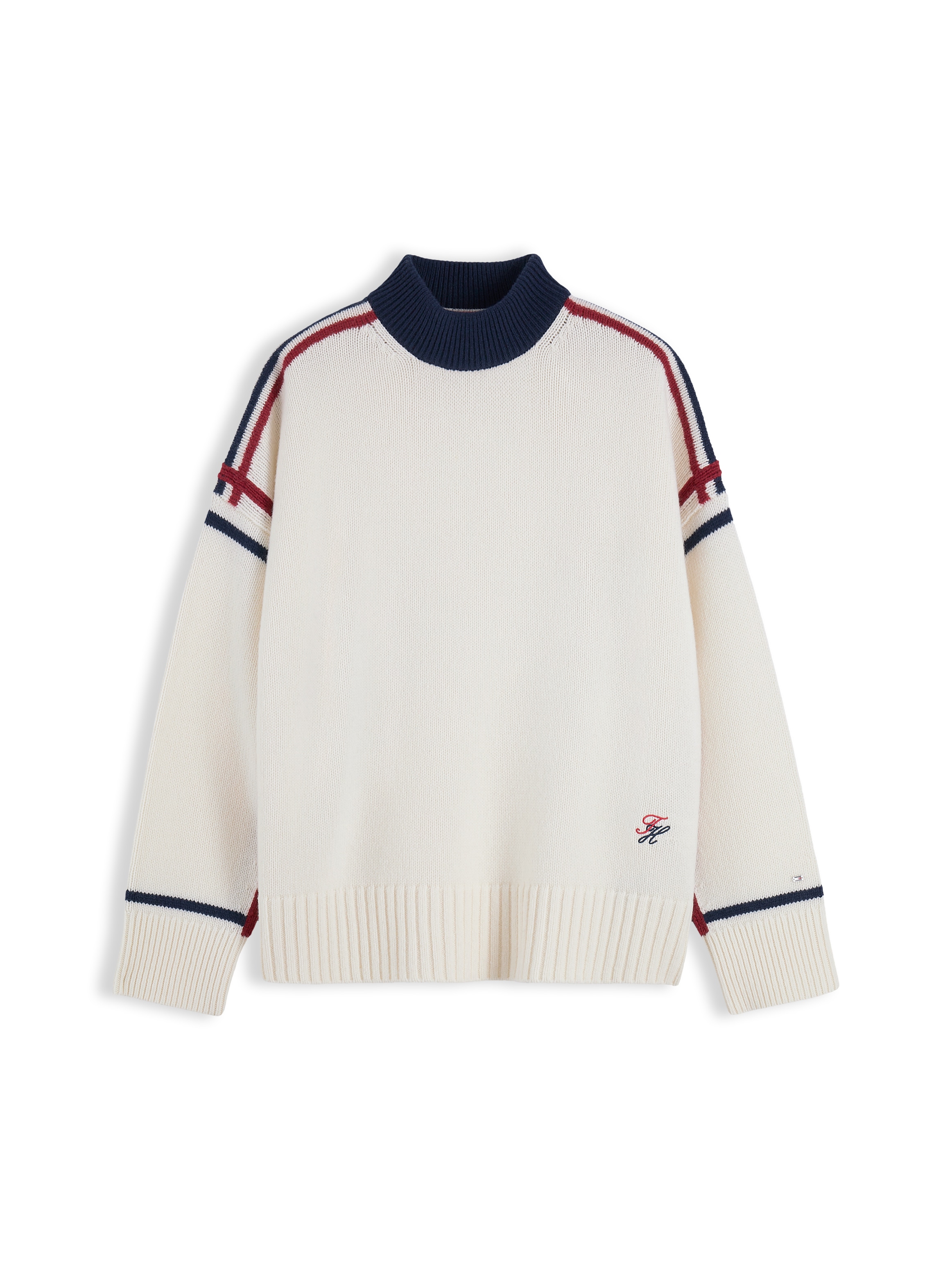 Tommy Hilfiger Pull en tricot »RWB MK-NK RLX FIT SWT« en laine, coupe décontractée