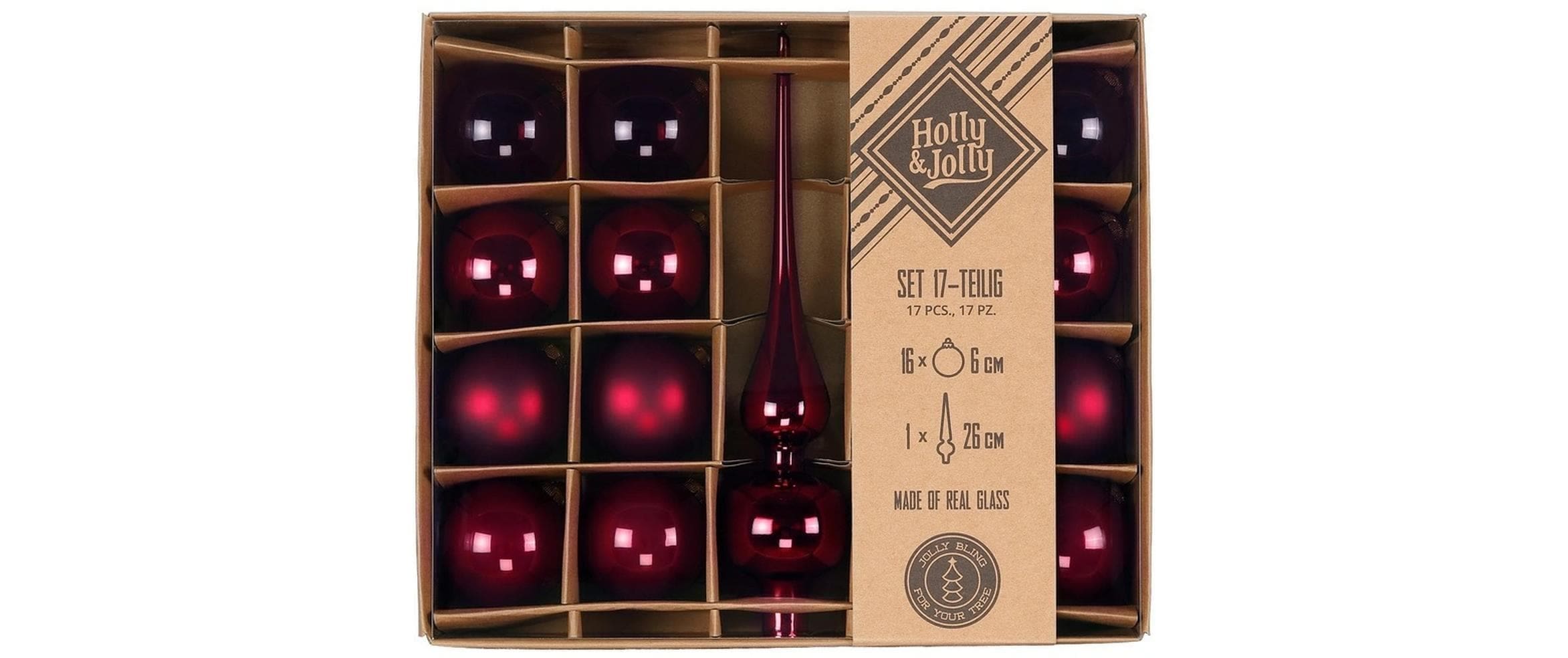   Boule de Noël »Weihnachtskugel Smooth Port 17 Stück, 6cm – mit Spitze«