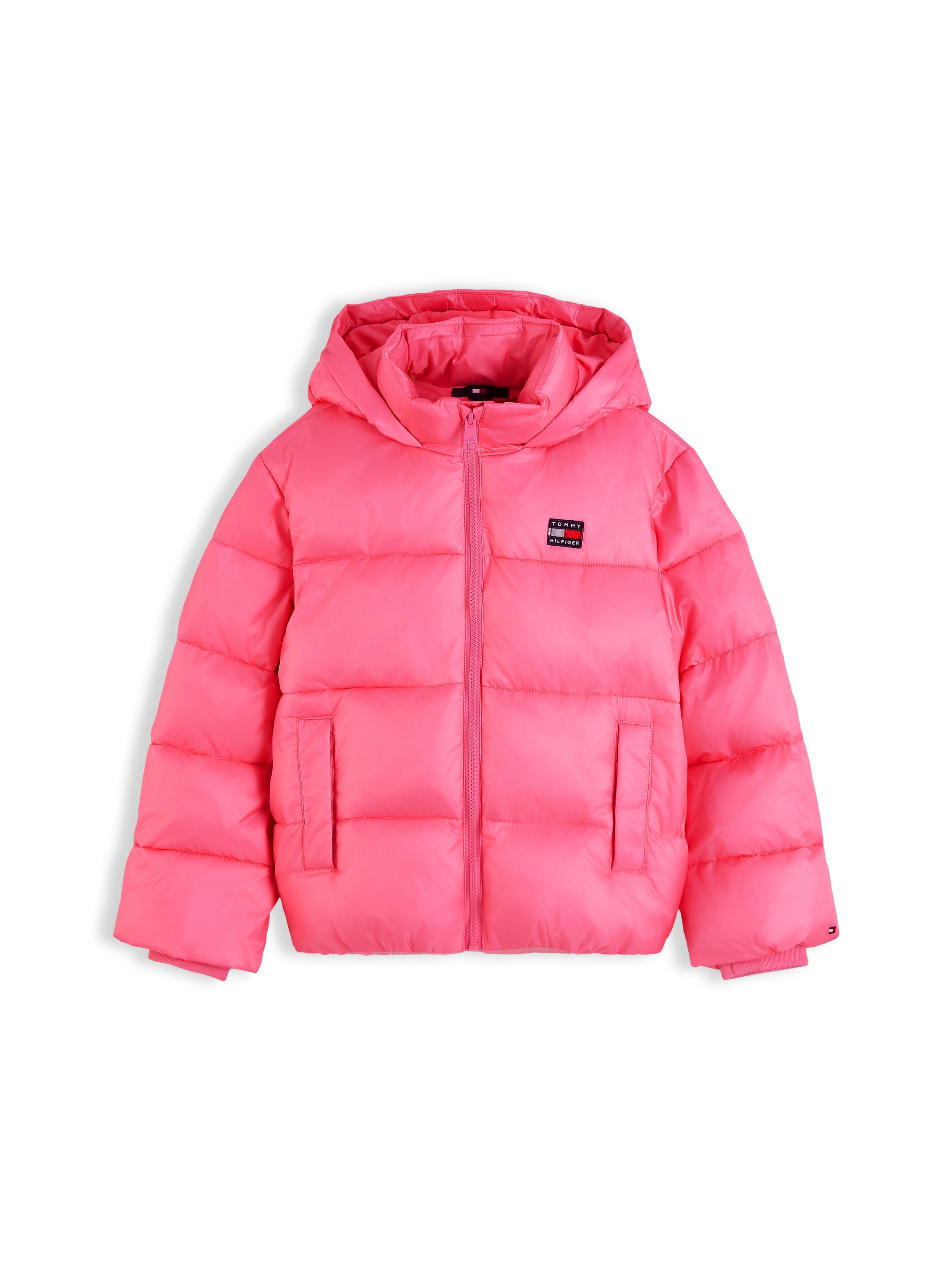 Tommy Hilfiger Steppjacke mit Kapuze mit Kapuze, Regular Fit, leicht glänzendes Material