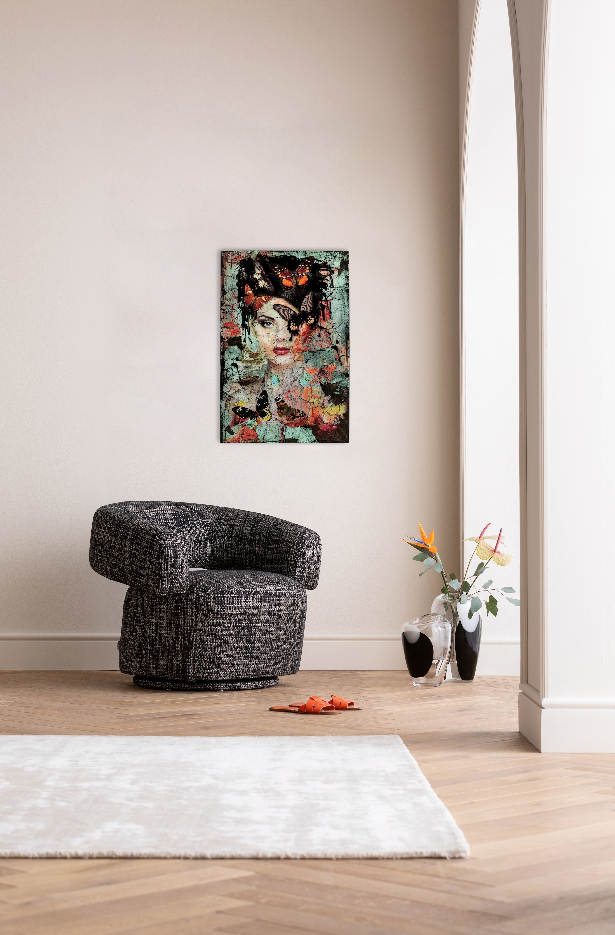 Kare Design Glasbild »Lady Butterfly 75x55cm« 1, 