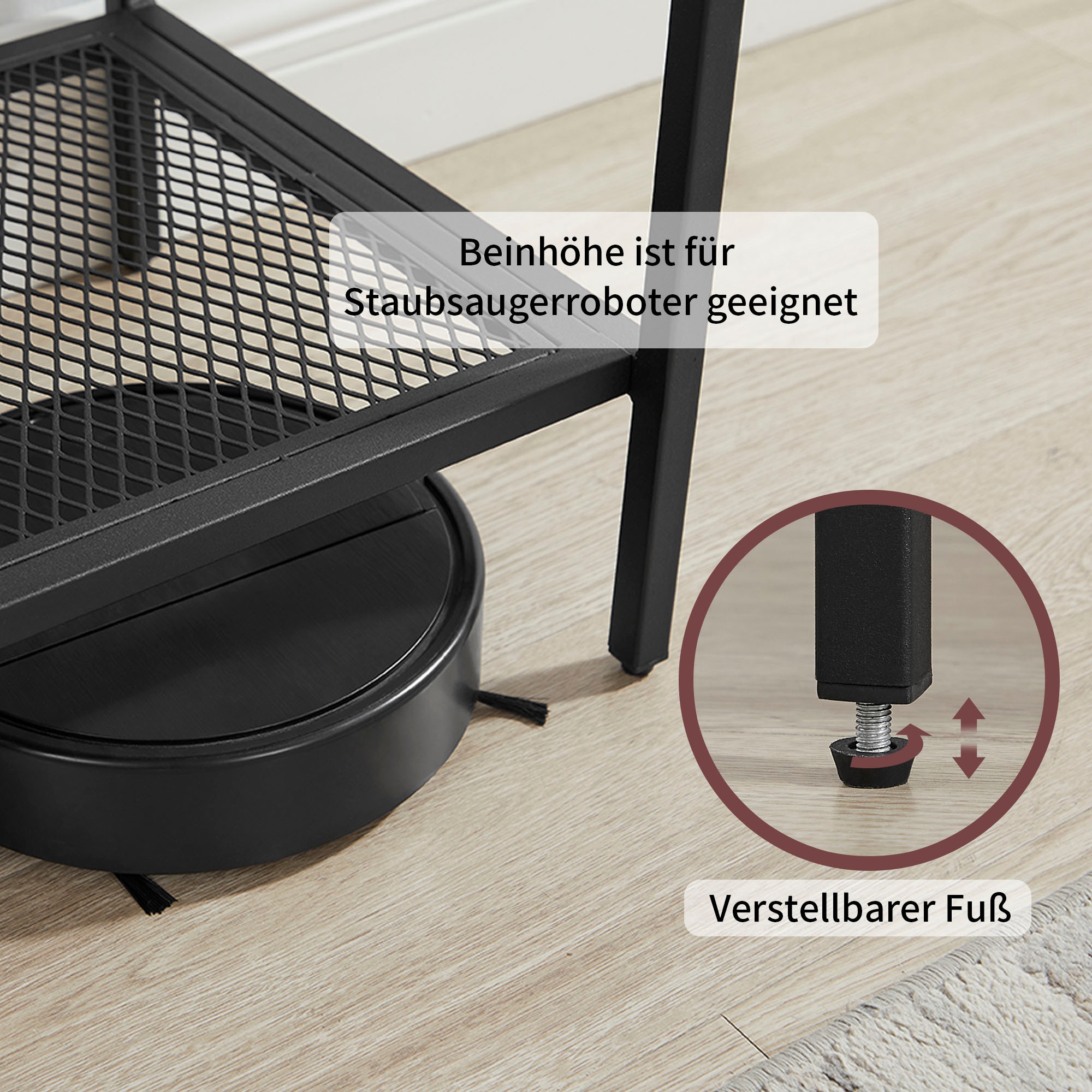 GOODproduct Étagère multi-usages »Amance« natürliche ABS-Kanten, robustes Metallgestell, Höhe 136 cm