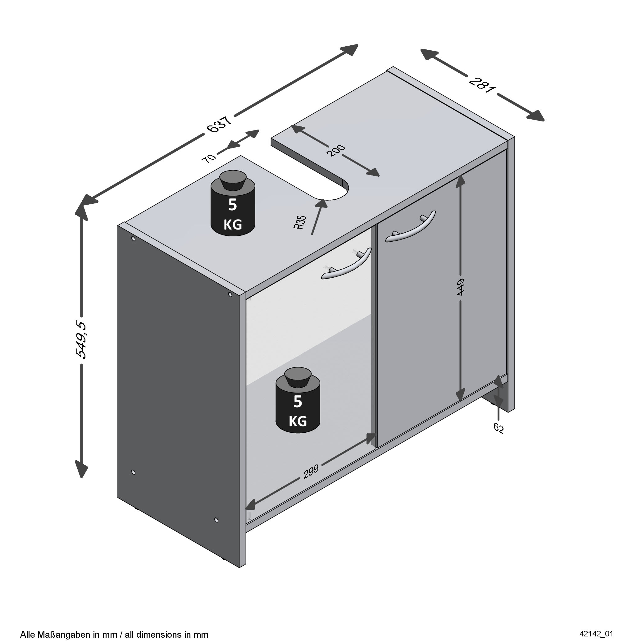 FMD Armoire sous lavabo »Marbella«